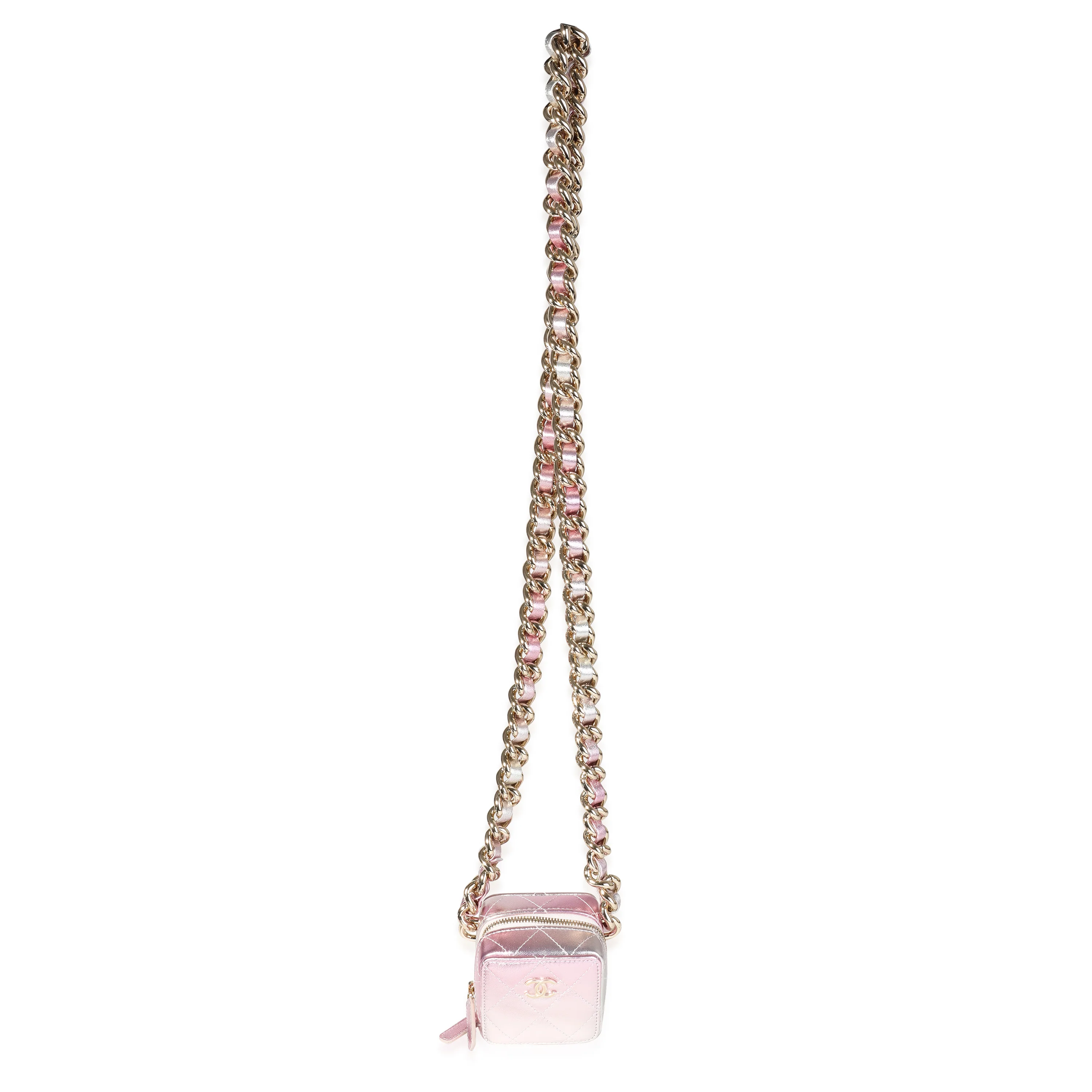 Metallic Lambskin Quilted Coco Punk Clutch With Chain - Image 5
