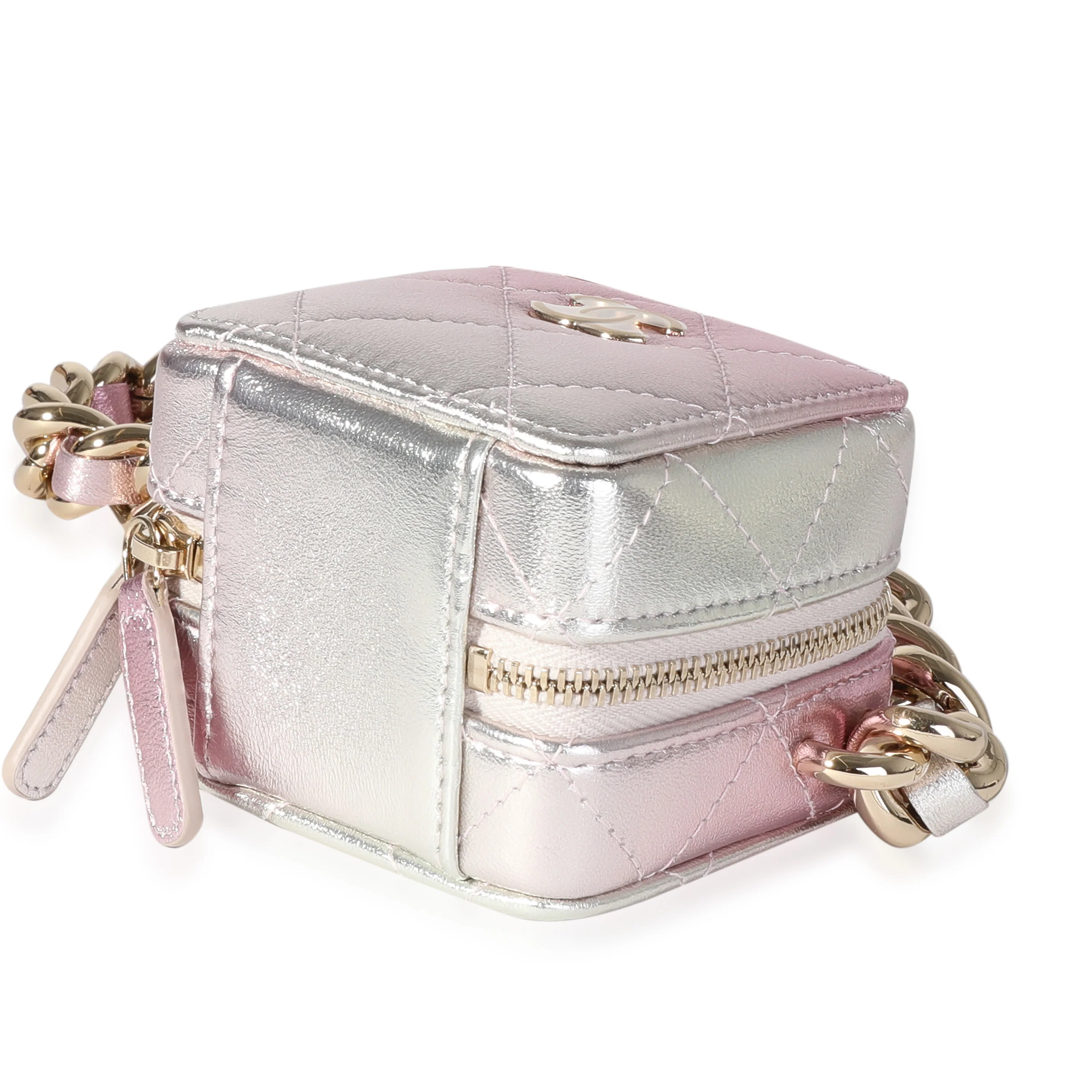 Metallic Lambskin Quilted Coco Punk Clutch With Chain - Image 6