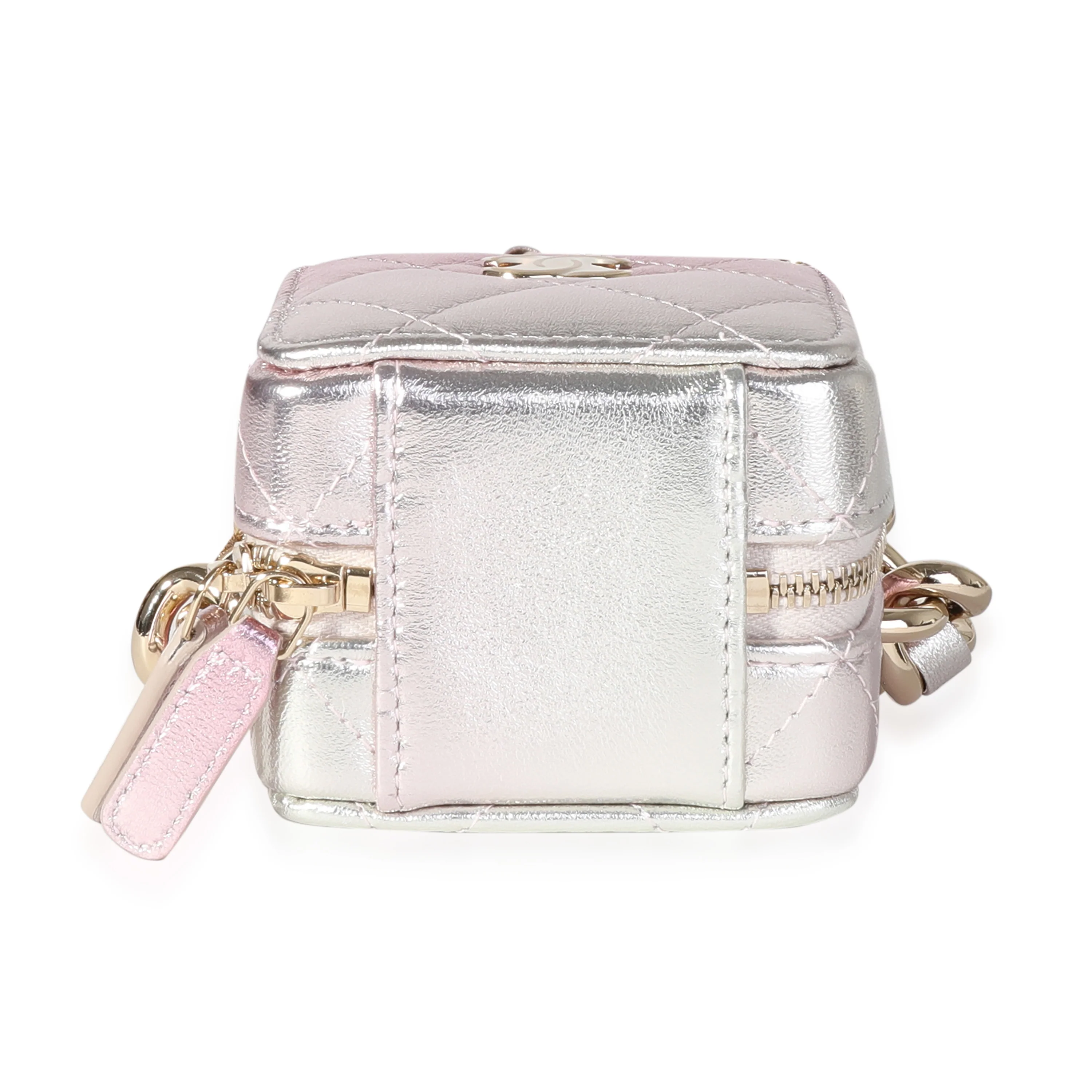Metallic Lambskin Quilted Coco Punk Clutch With Chain - Image 7