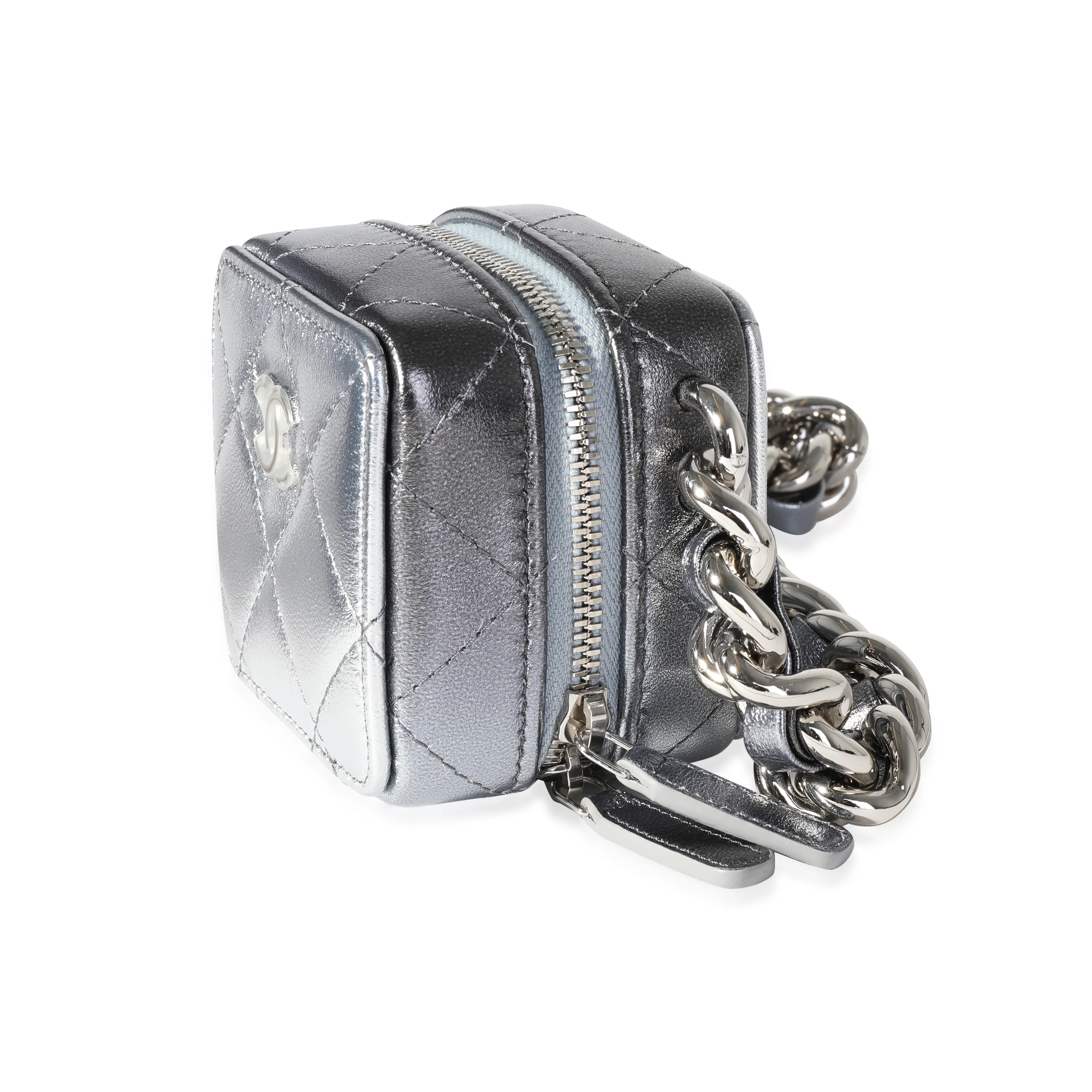 Metallic Lambskin Quilted Coco Punk Clutch With Chain - Image 2