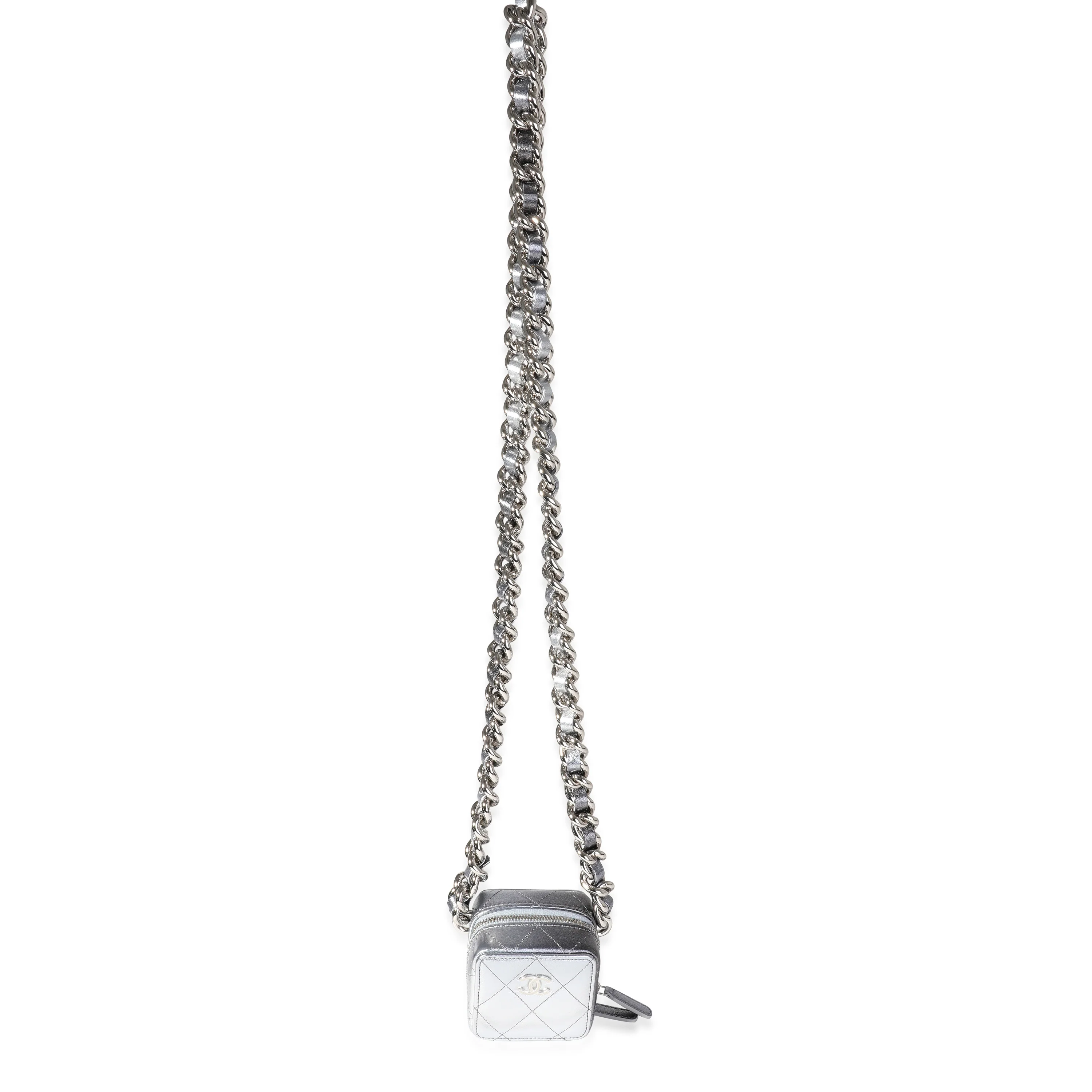 Metallic Lambskin Quilted Coco Punk Clutch With Chain - Image 5