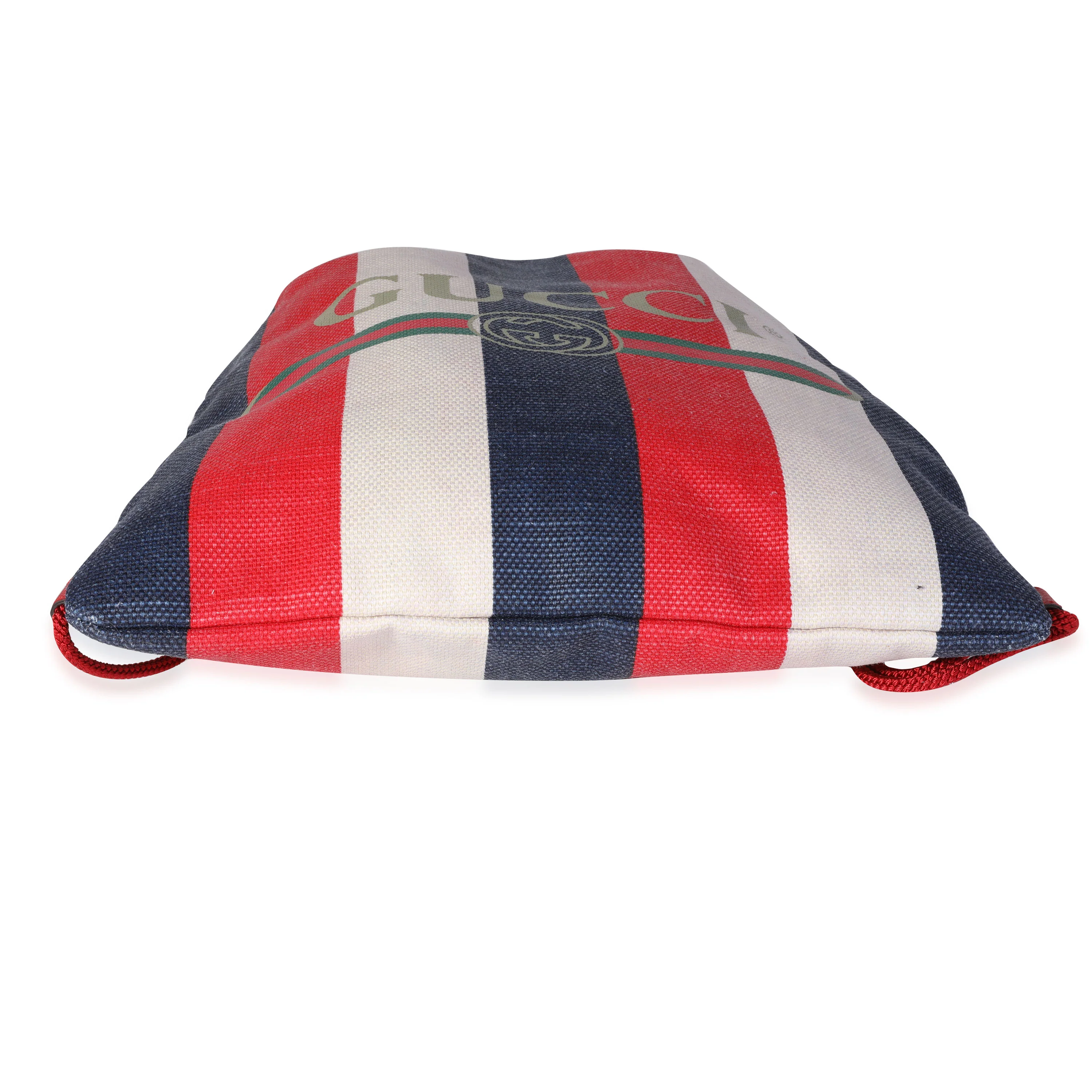 Red, White & Blue Striped Canvas Sylvie Drawstring Backpack Tote - Image 4