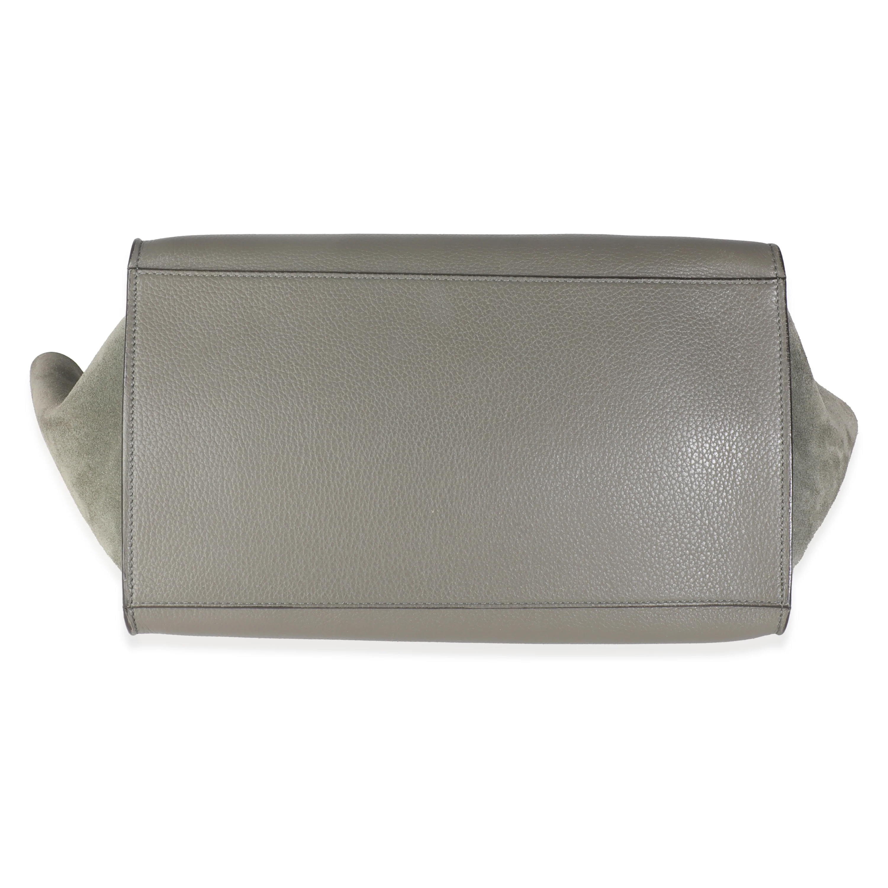 Grey Pebbled Leather and Suede Large Trapeze - Image 5