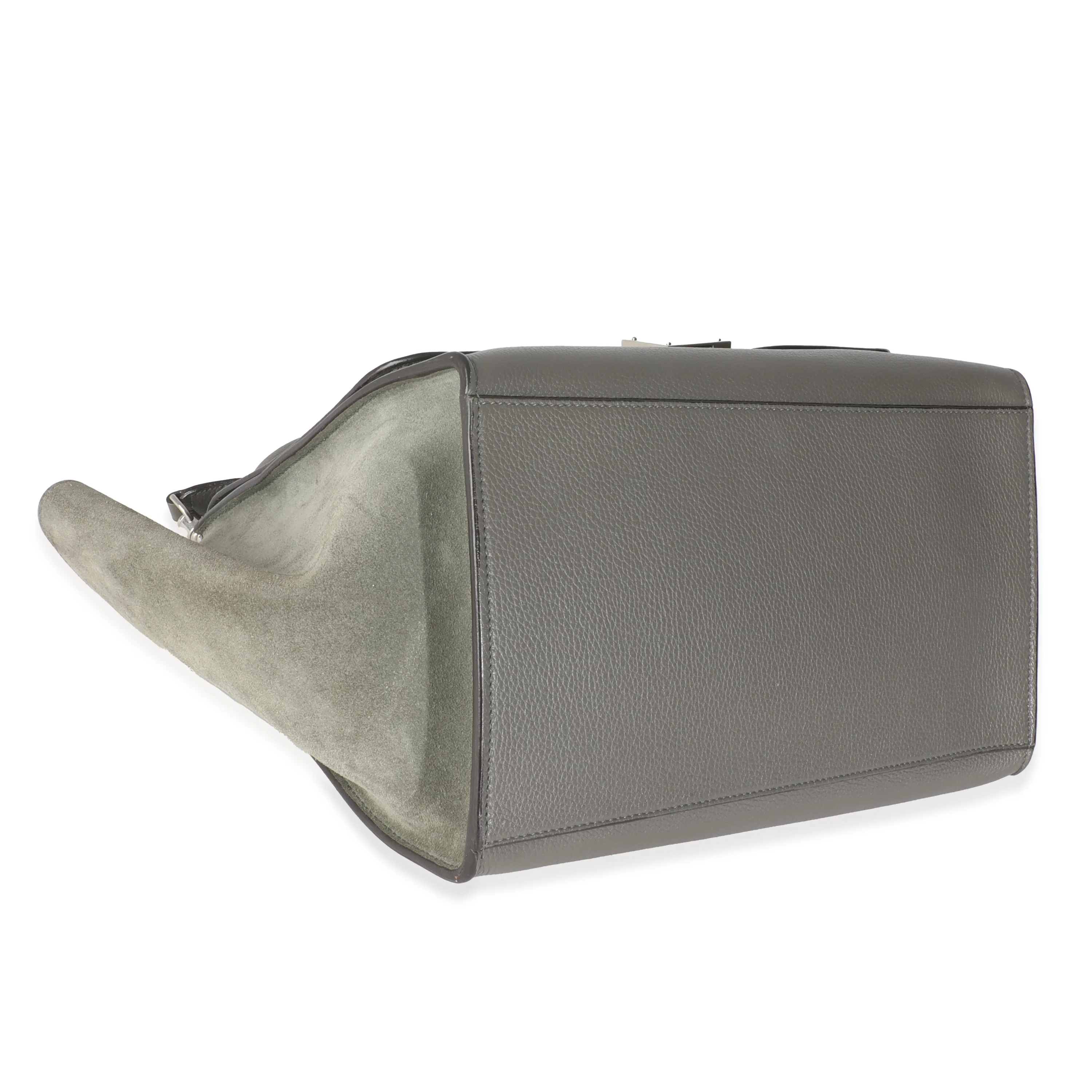 Grey Pebbled Leather and Suede Large Trapeze - Image 6