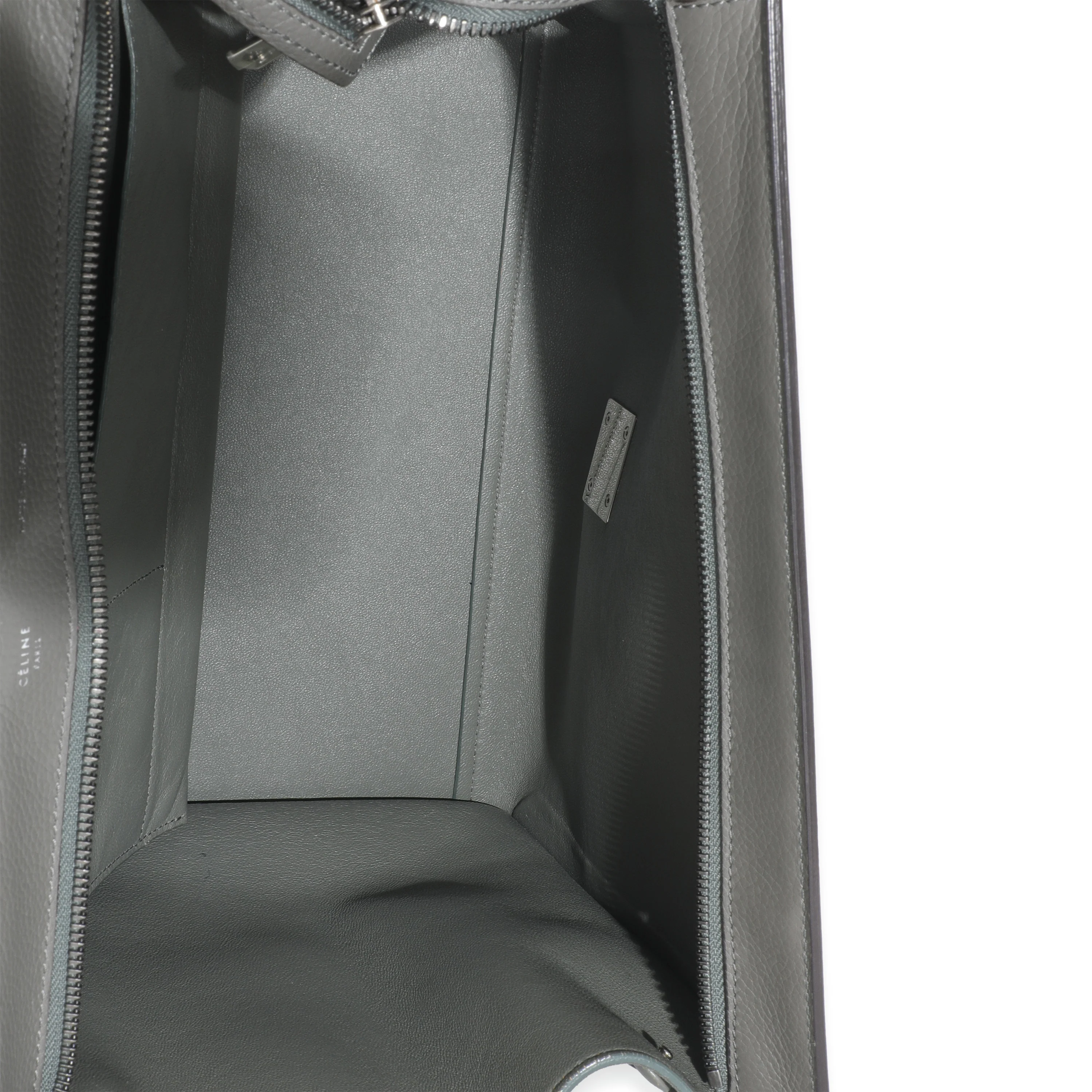 Grey Pebbled Leather and Suede Large Trapeze - Image 9