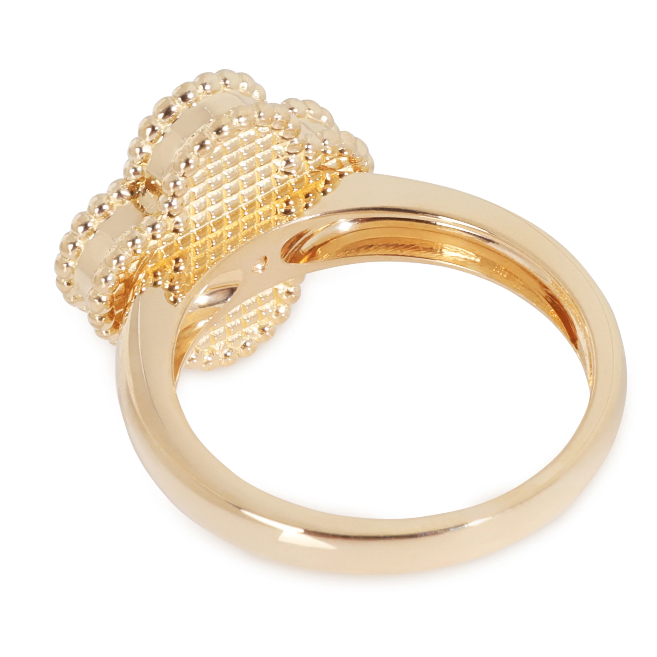 Yellow Gold Mother Of Pearl and Diamond Vintage Alhambra Ring - Image 3