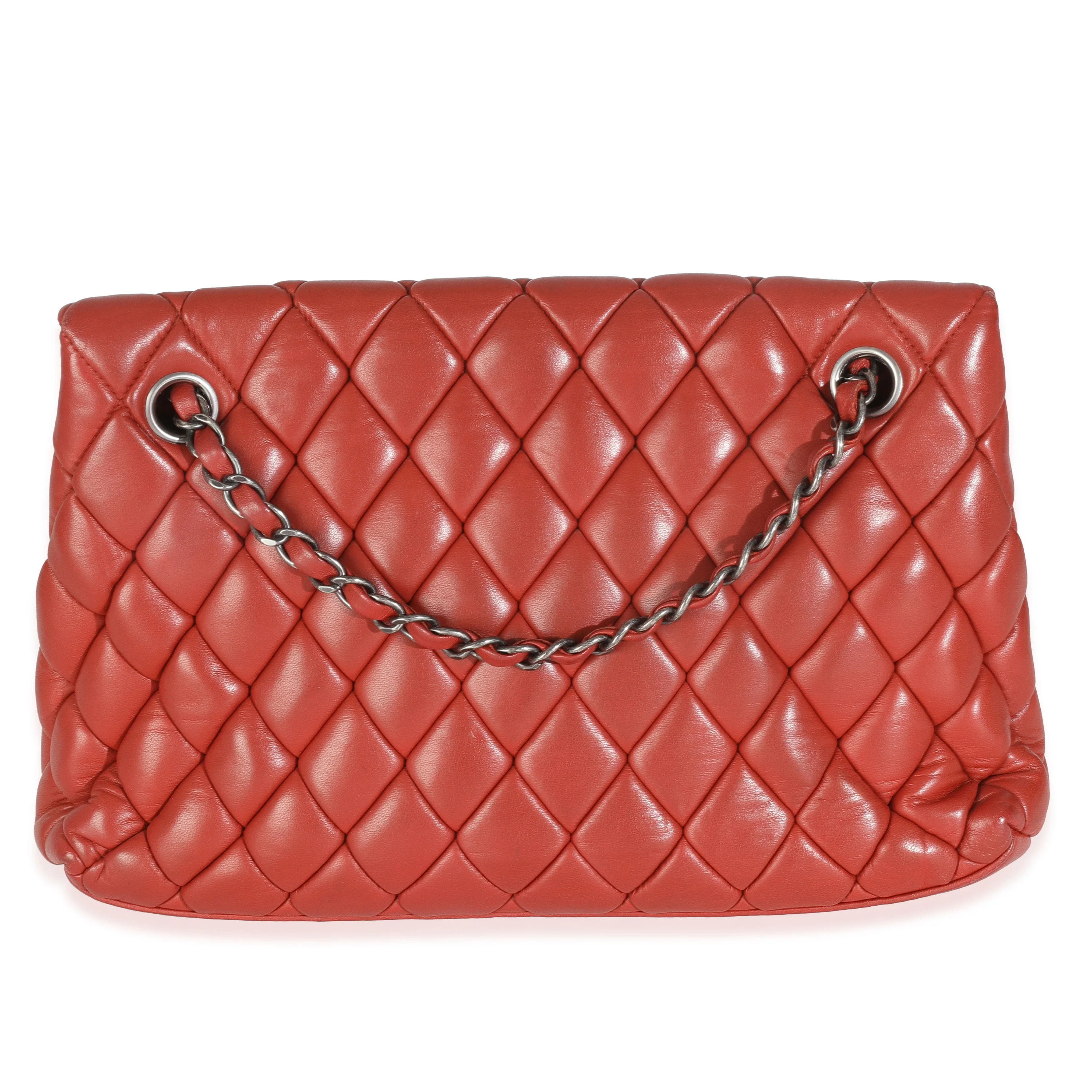 Red Lambskin Large New Bubble Flap Bag - Image 4