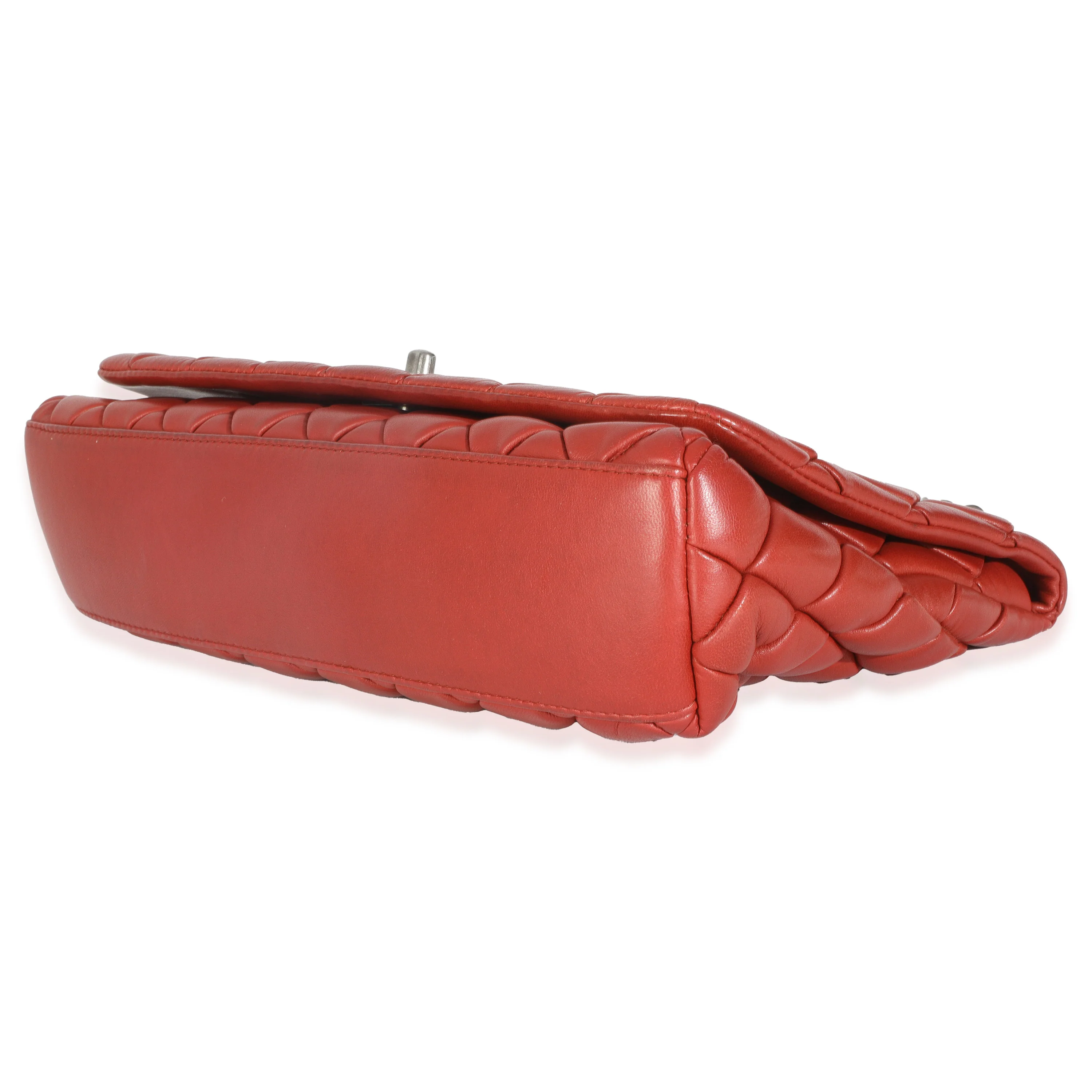 Red Lambskin Large New Bubble Flap Bag - Image 7