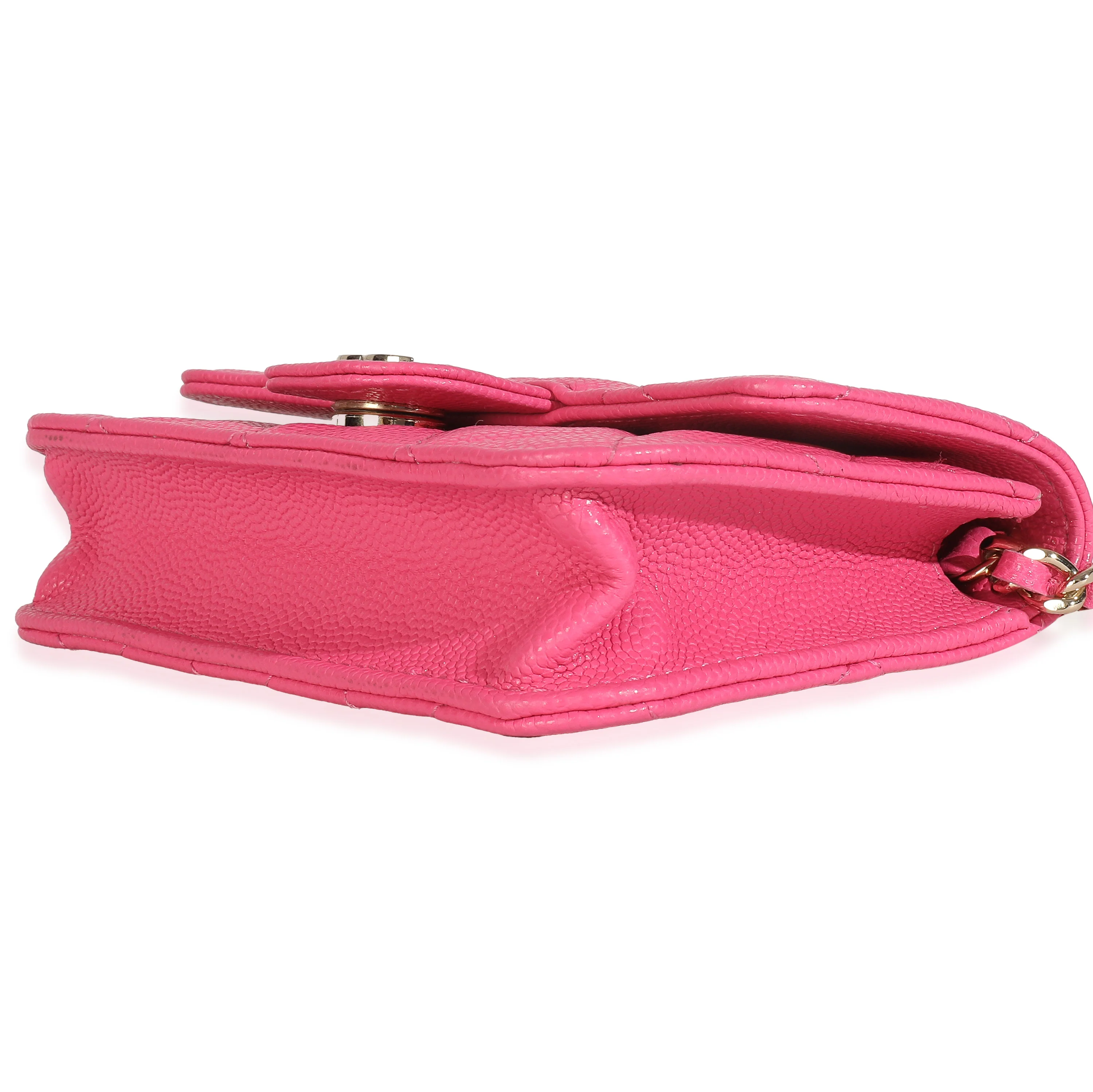 Dark Pink Quilted Caviar Mini Chain Belt Bag - Image 7