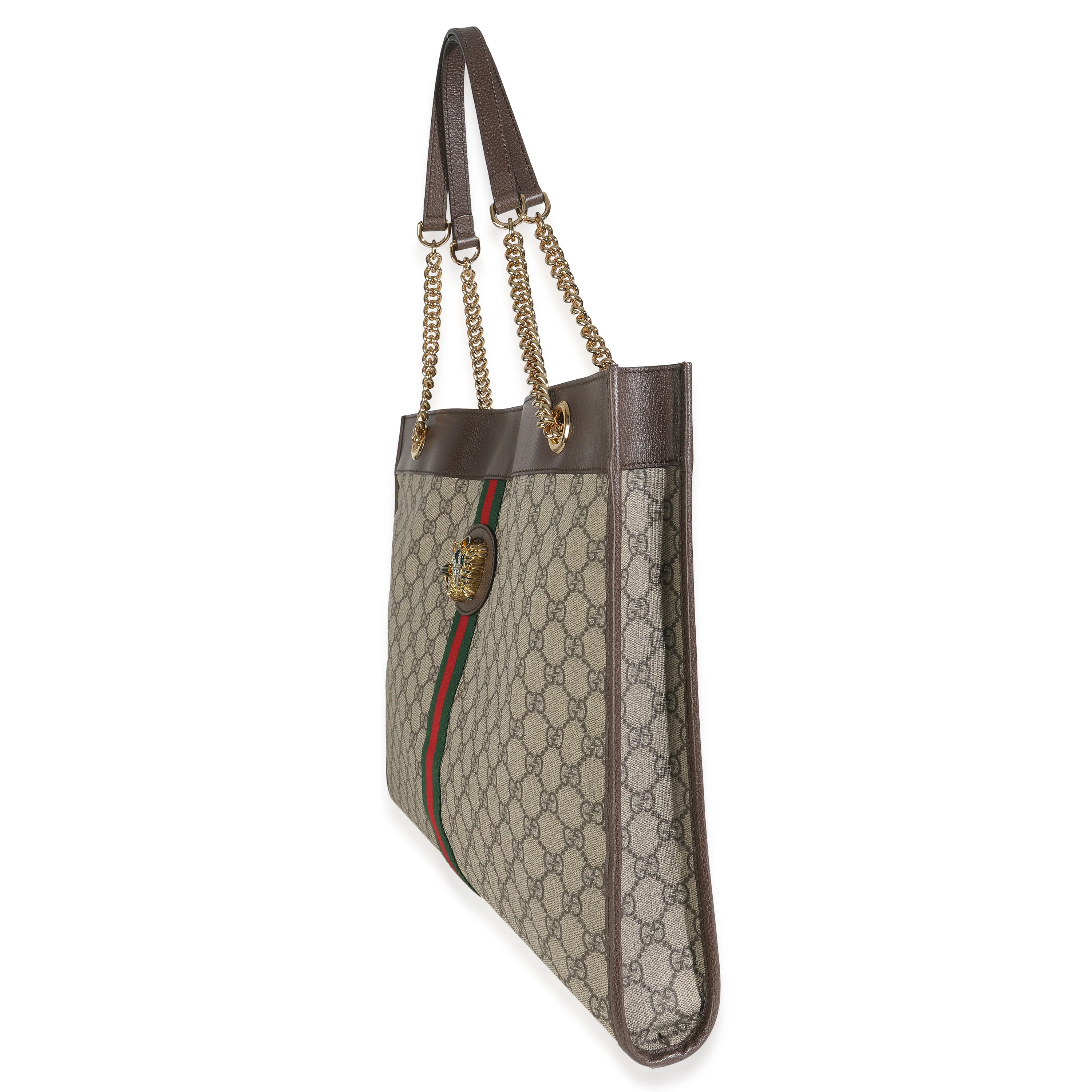 Beige New Acero GG Supreme Canvas Large Rajah Chain Tote - Image 2