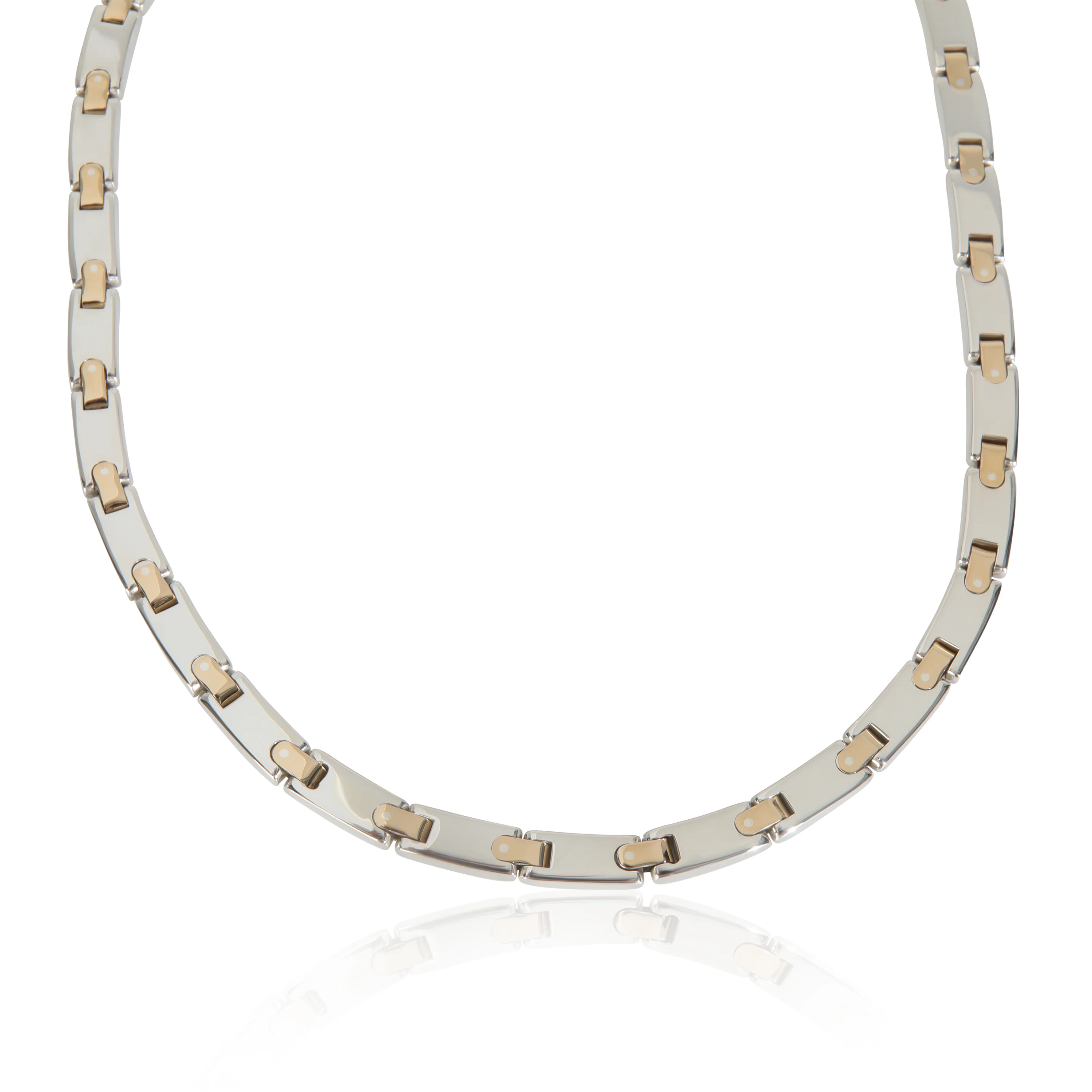 Yellow Gold & Sterling Silver Vintage Flat Link Necklace