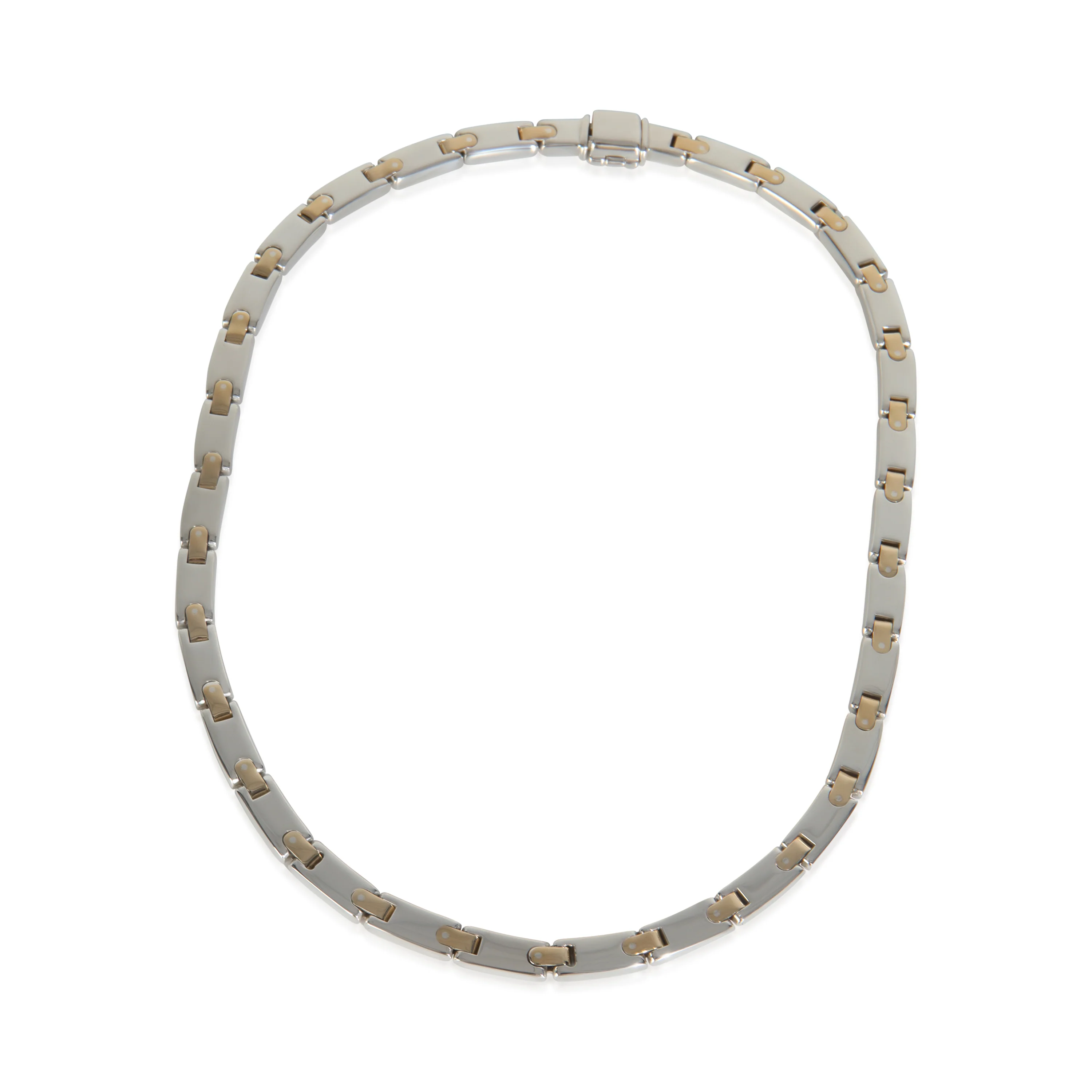 Yellow Gold & Sterling Silver Vintage Flat Link Necklace - Image 2