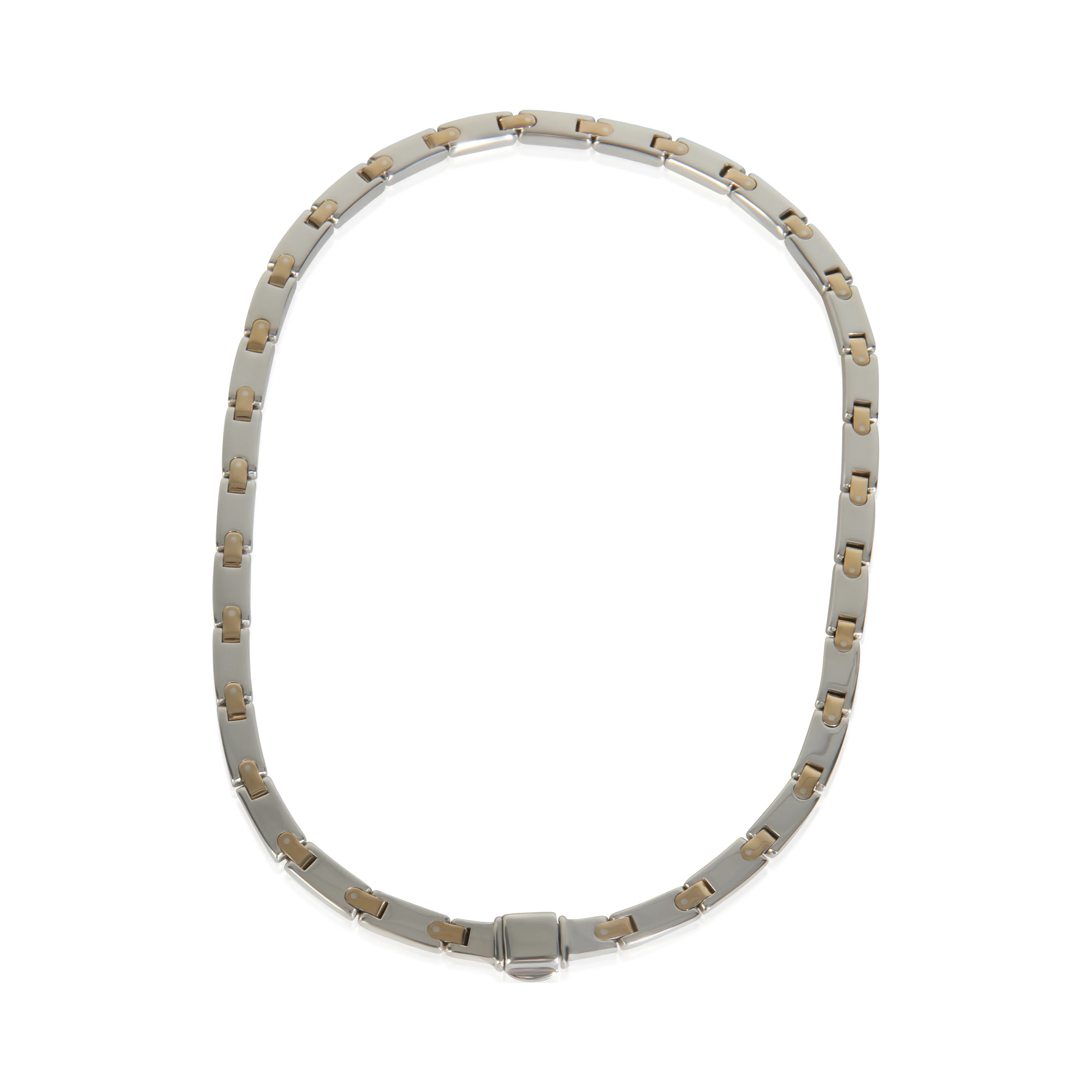 Yellow Gold & Sterling Silver Vintage Flat Link Necklace - Image 3