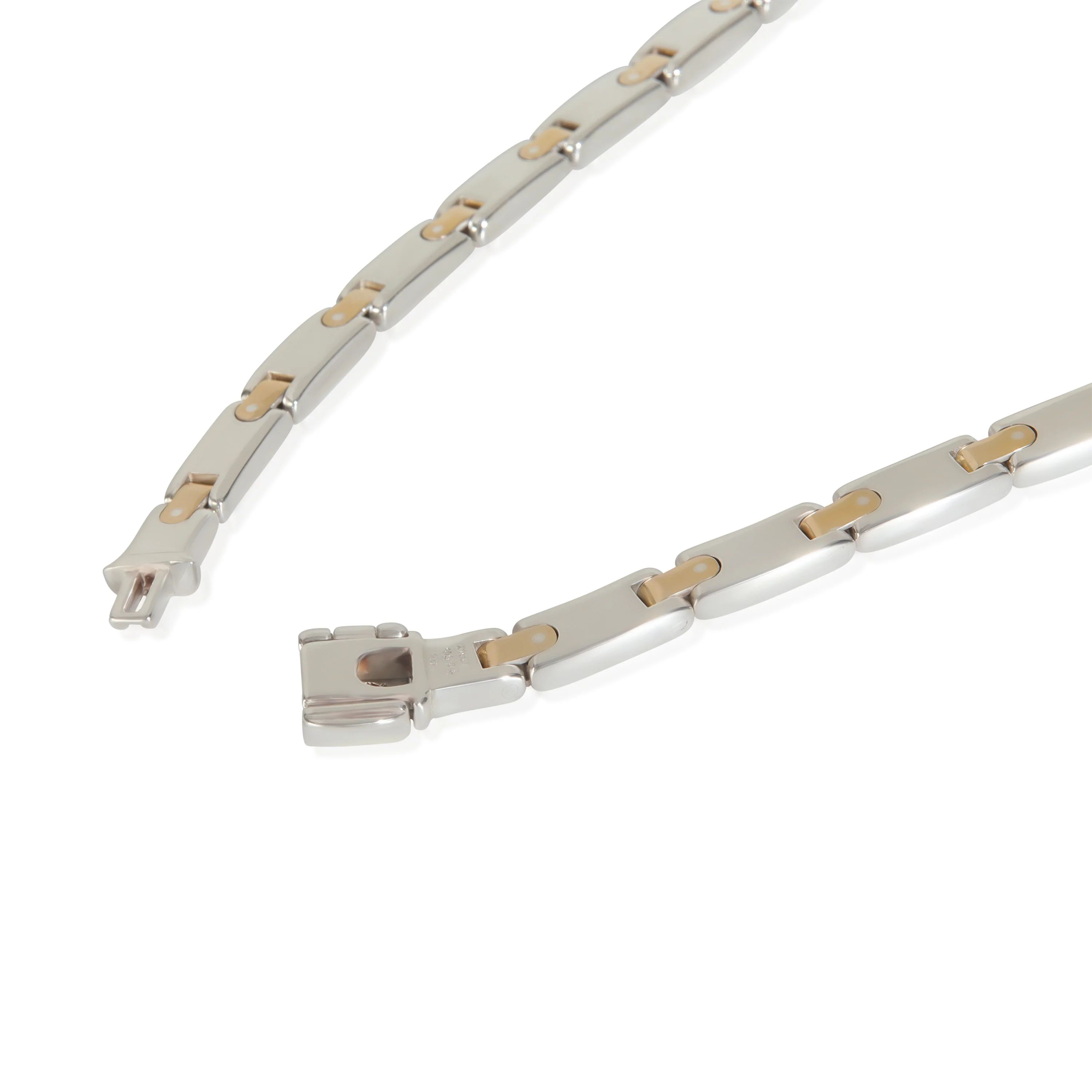 Yellow Gold & Sterling Silver Vintage Flat Link Necklace - Image 4