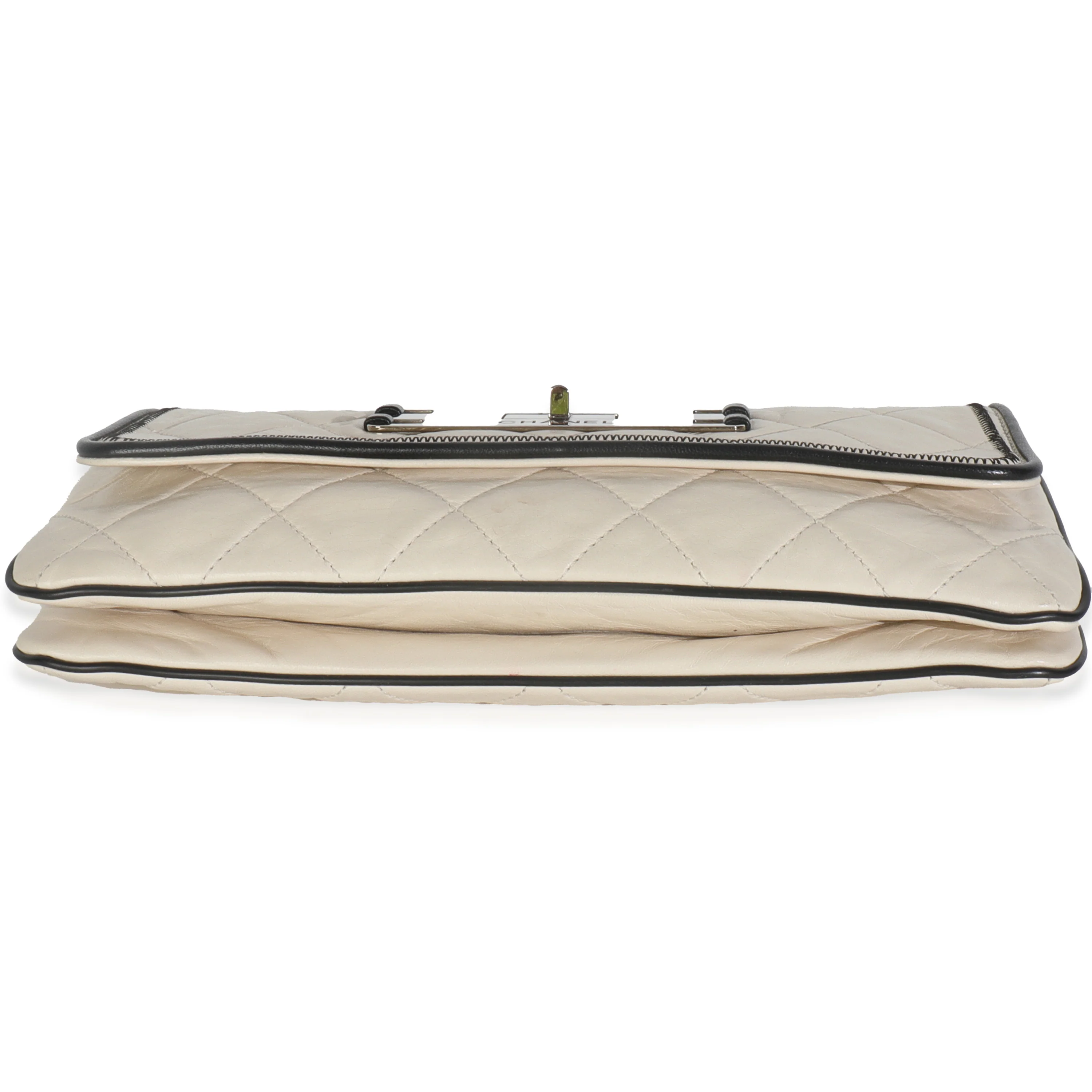 White Quilted Lambskin East/West Reissue Flap Bag - Image 5