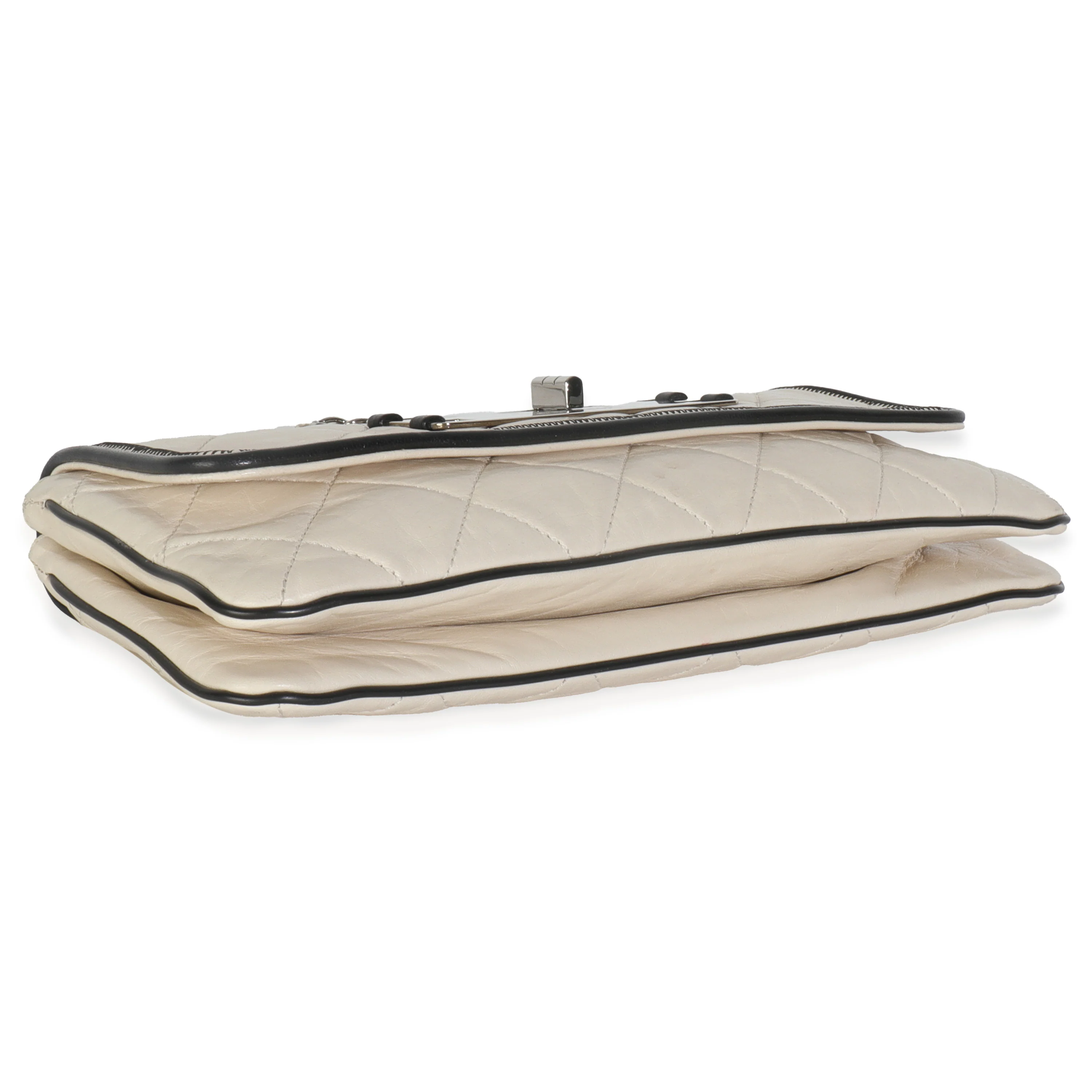 White Quilted Lambskin East/West Reissue Flap Bag - Image 6