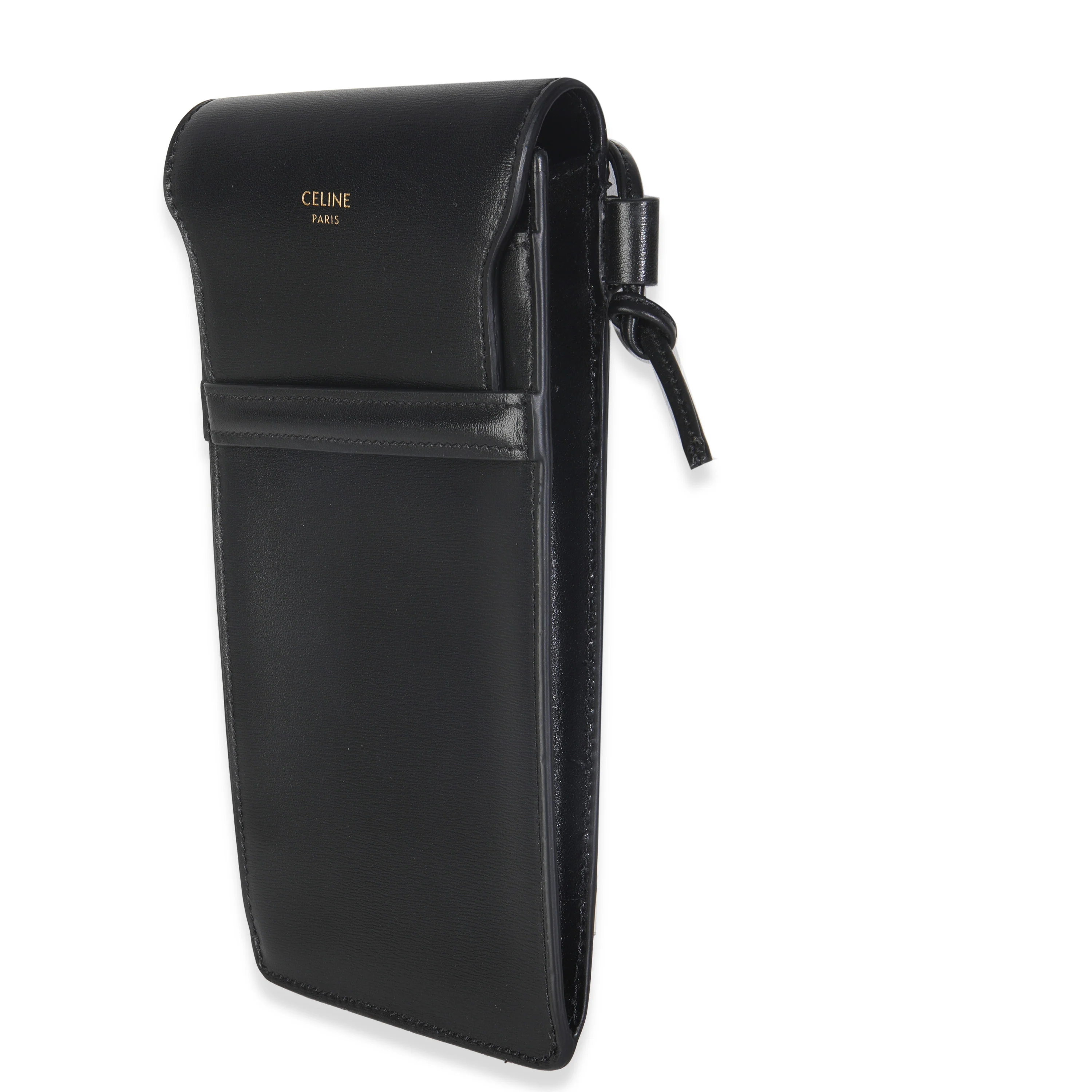 Black Smooth Calfskin Phone Pouch With Flap - Image 2