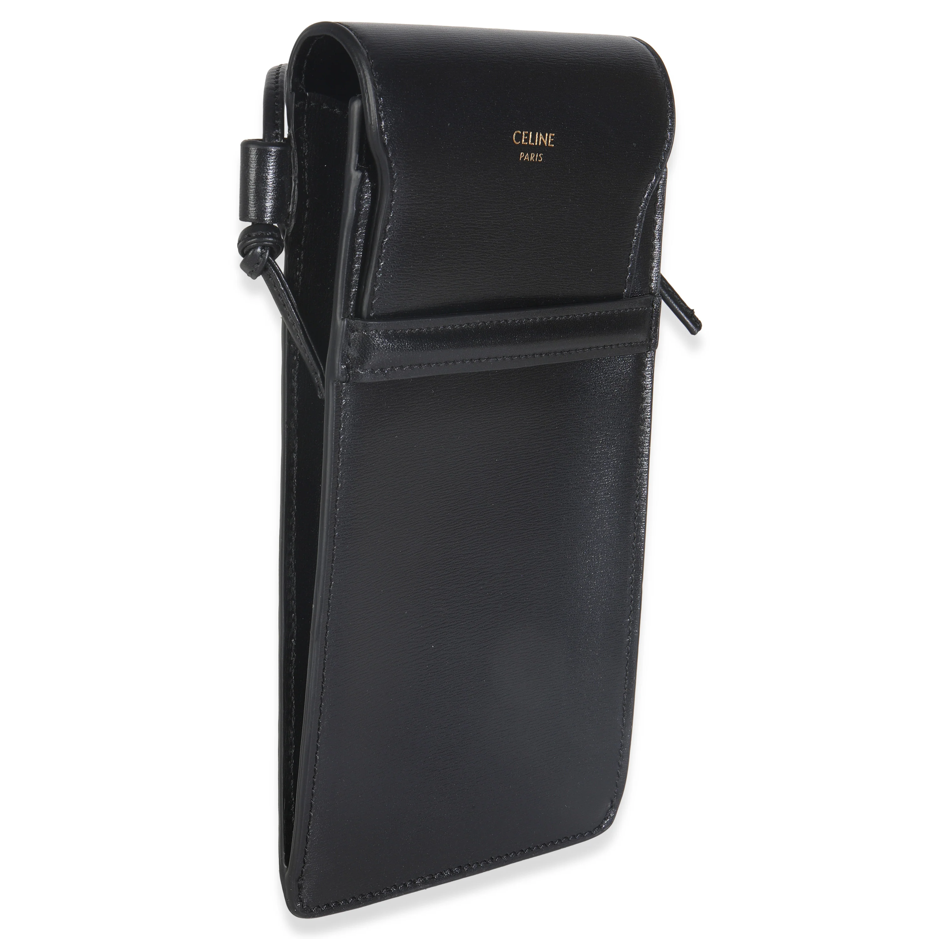 Black Smooth Calfskin Phone Pouch With Flap - Image 3