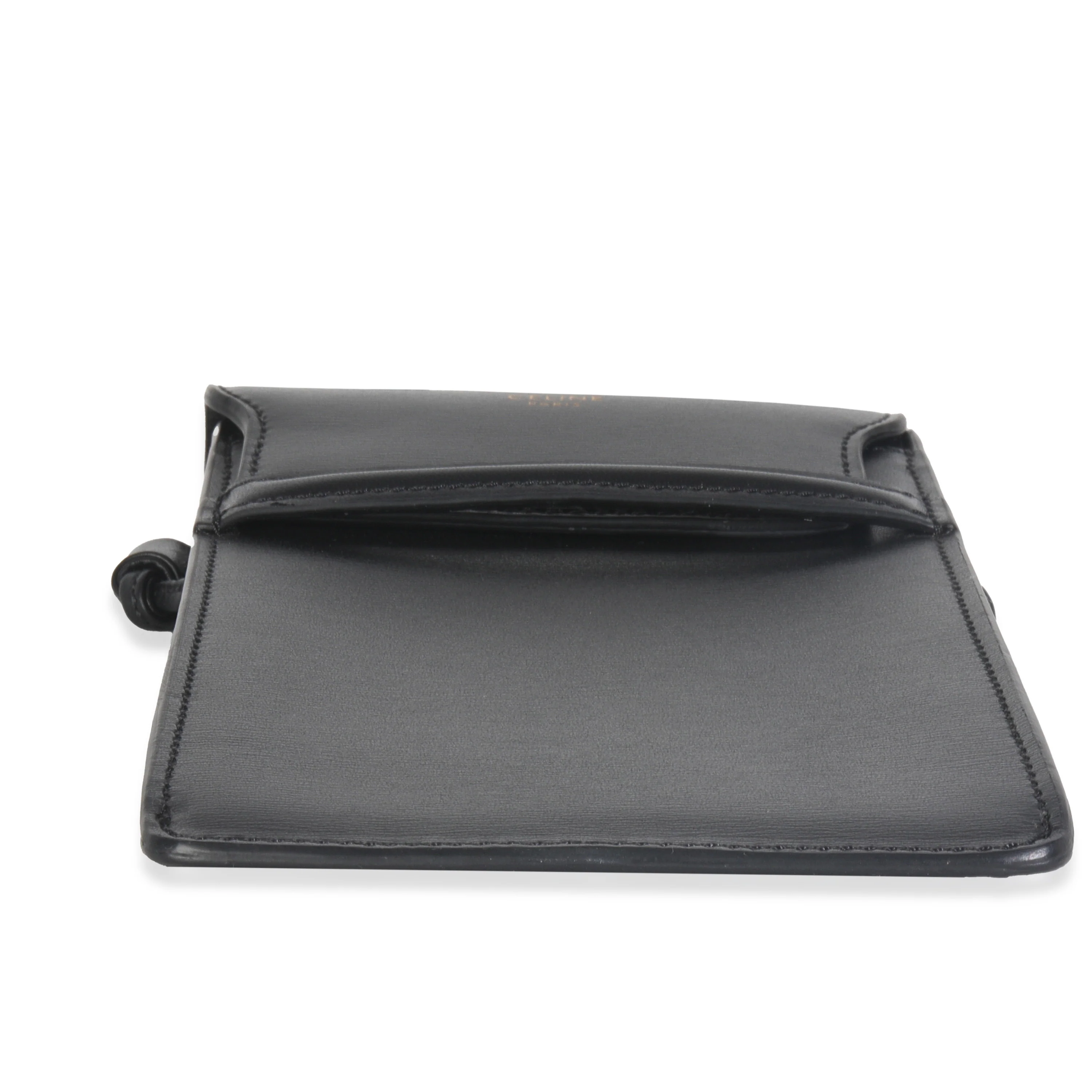 Black Smooth Calfskin Phone Pouch With Flap - Image 4