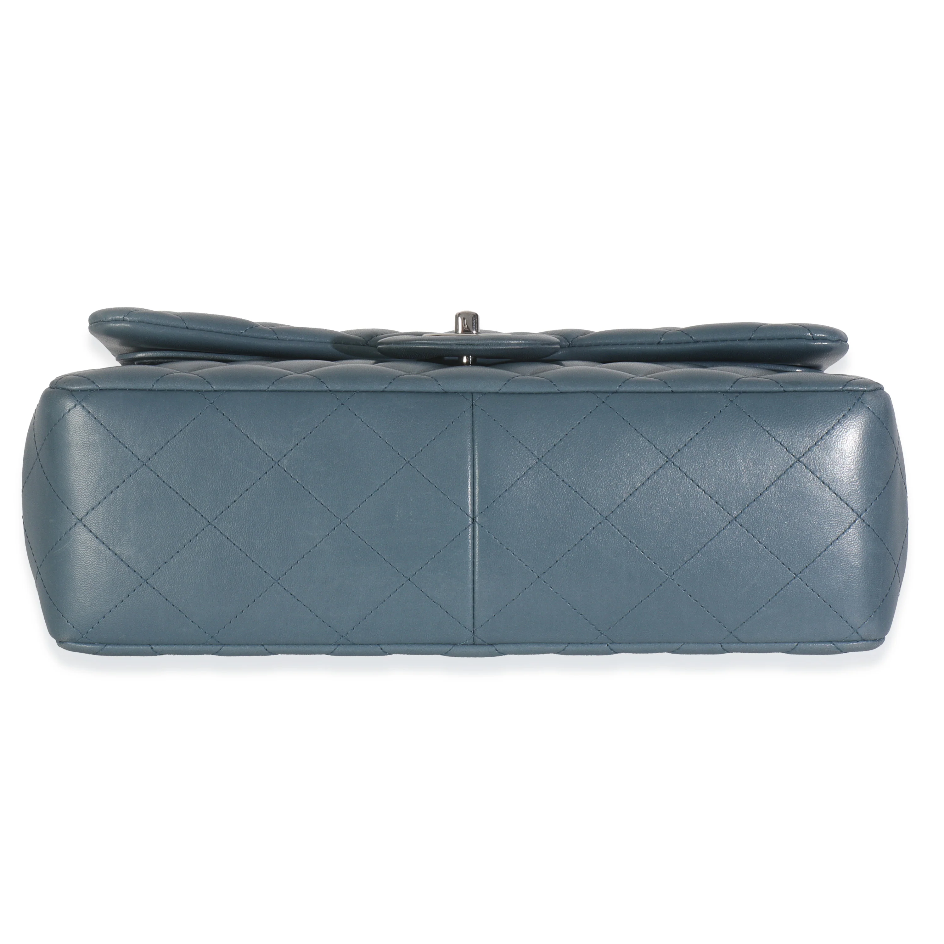 Blue Quilted Lambskin Jumbo Double Flap Bag - Image 5