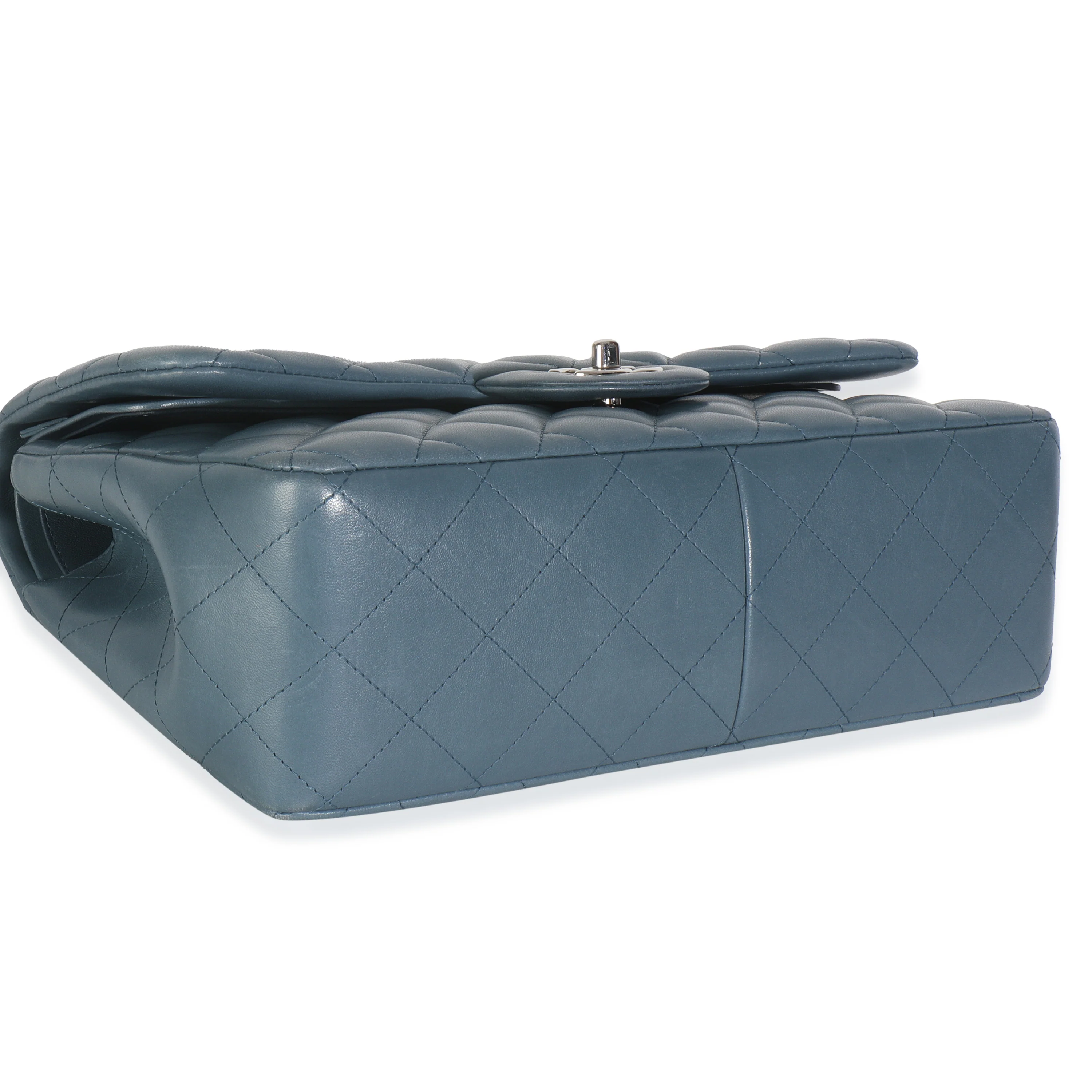 Blue Quilted Lambskin Jumbo Double Flap Bag - Image 7