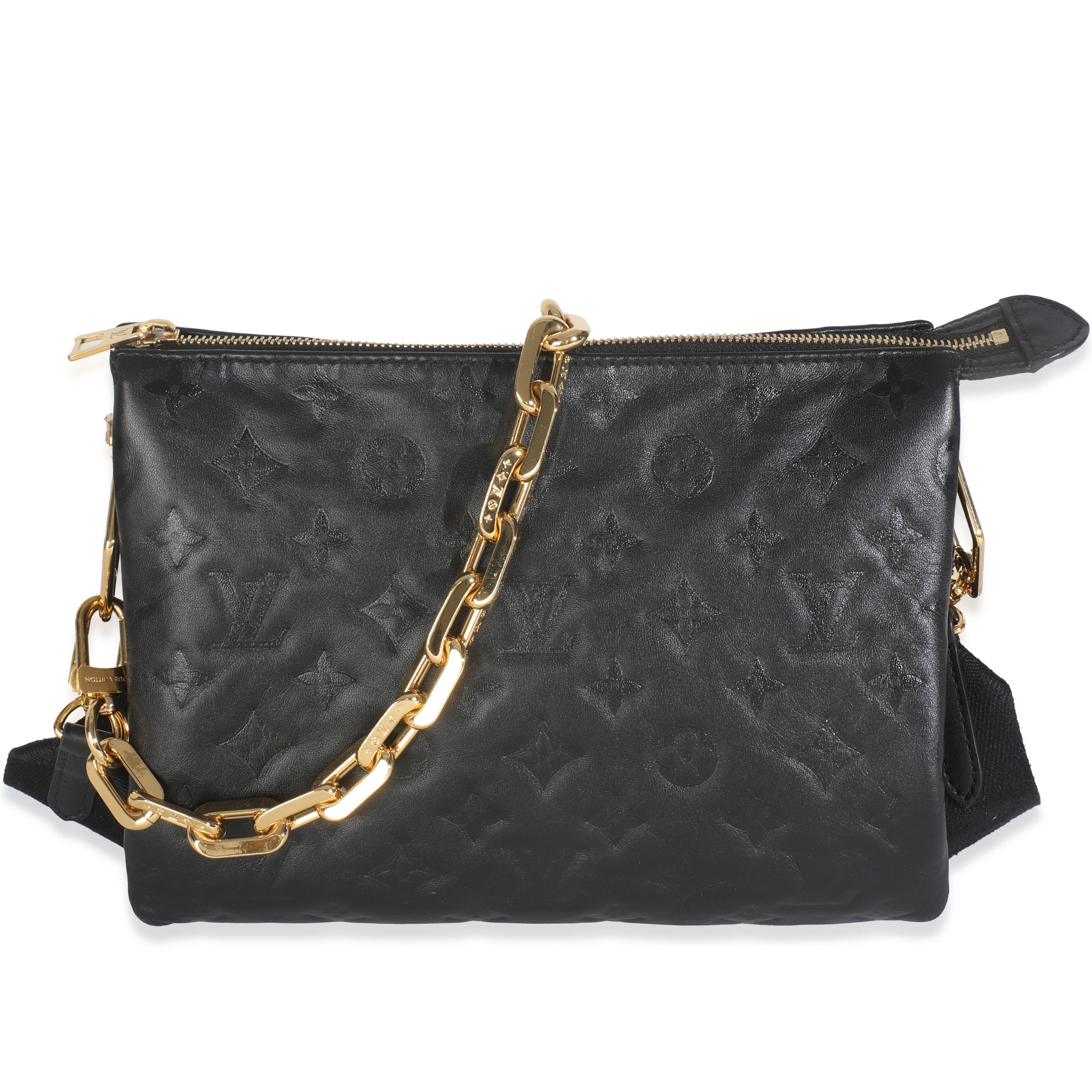 Black Monogram Embossed Lambskin Coussin PM
