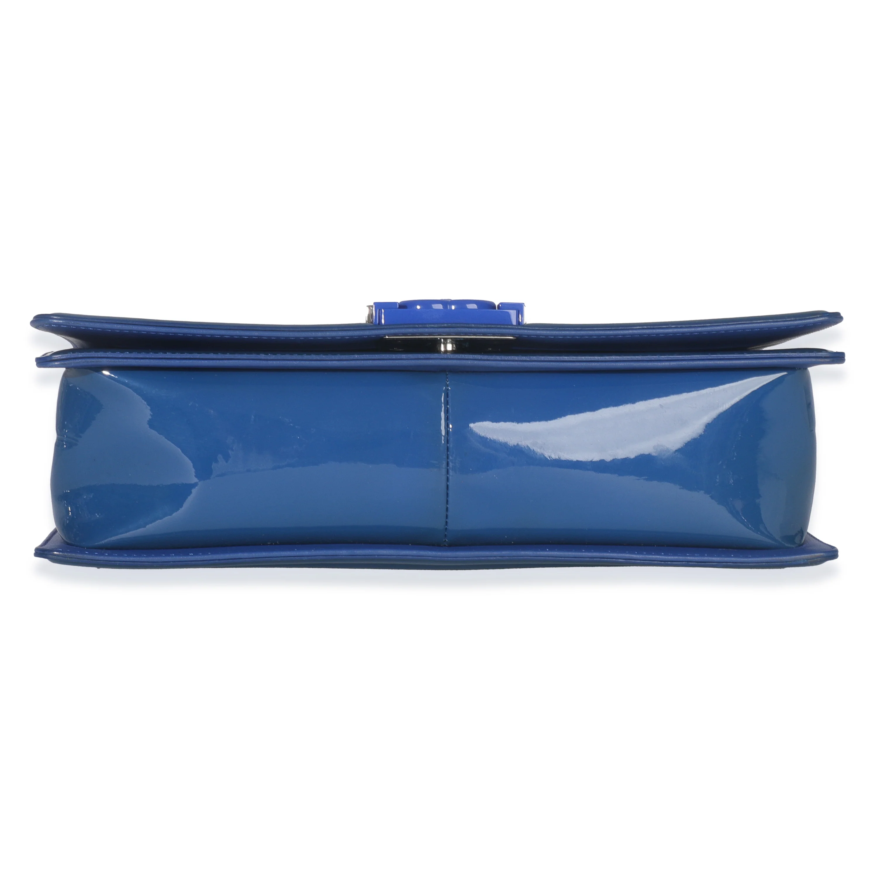 Blue Quilted Patent Plexiglass New Medium Boy Bag - Image 5
