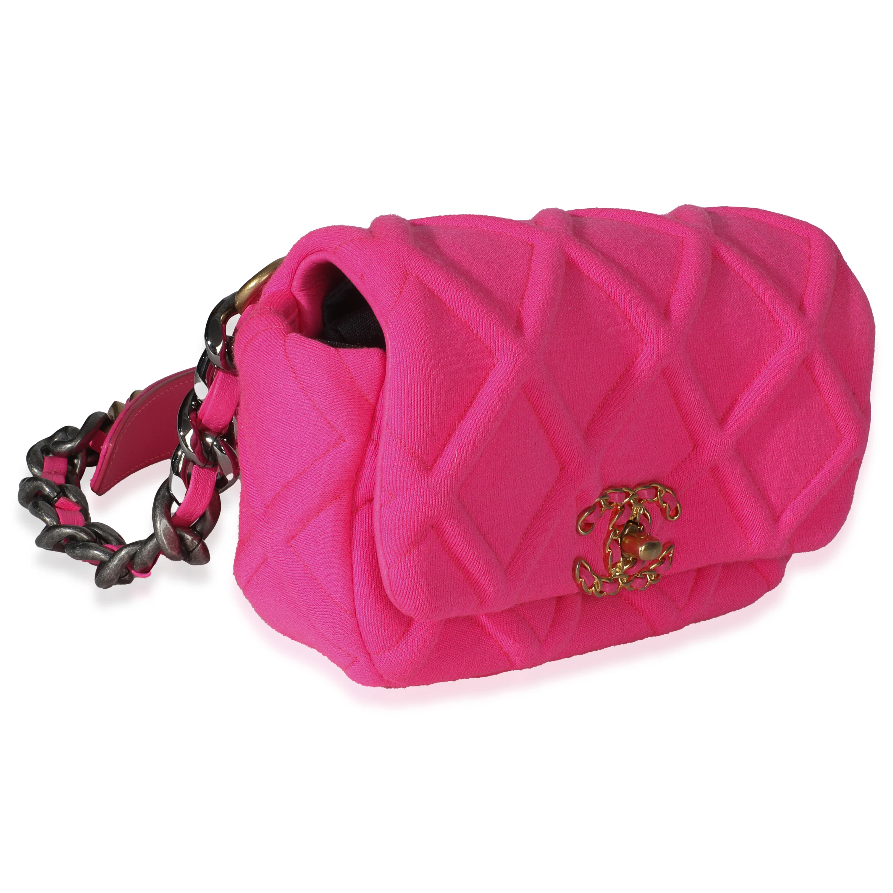 Fuchsia Quilted Jersey Chanel 19 Waist Bag - Image 3