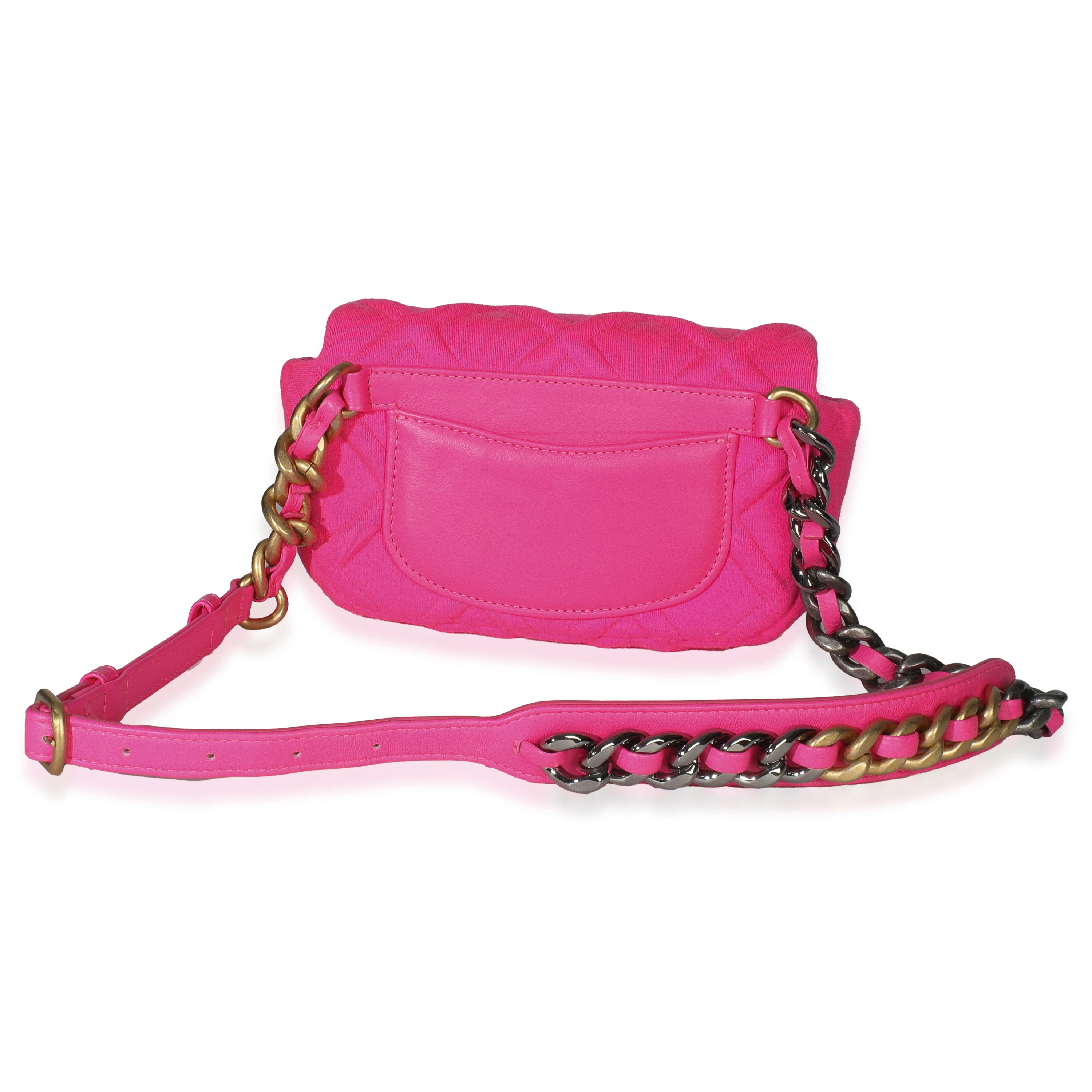 Fuchsia Quilted Jersey Chanel 19 Waist Bag - Image 4
