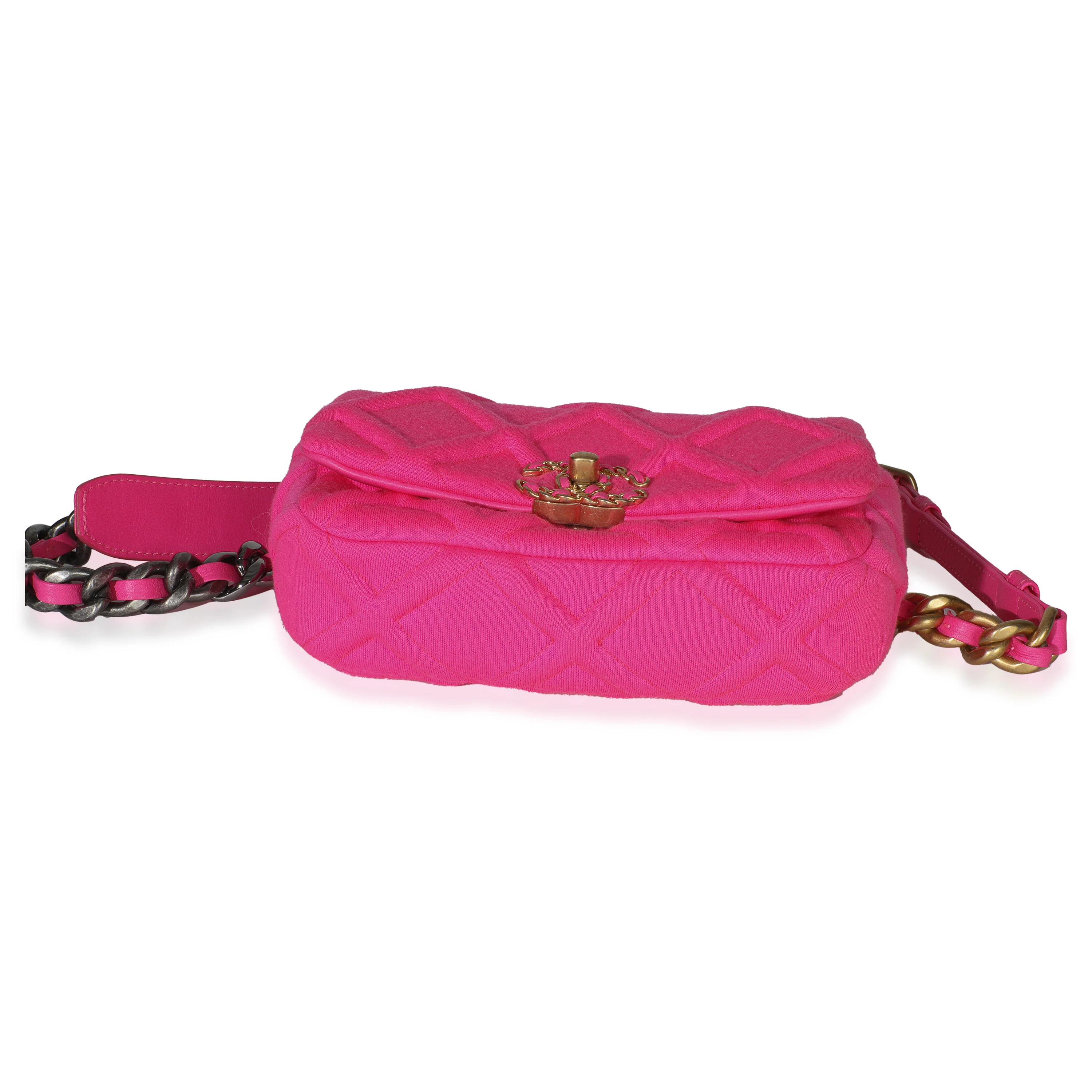 Fuchsia Quilted Jersey Chanel 19 Waist Bag - Image 5