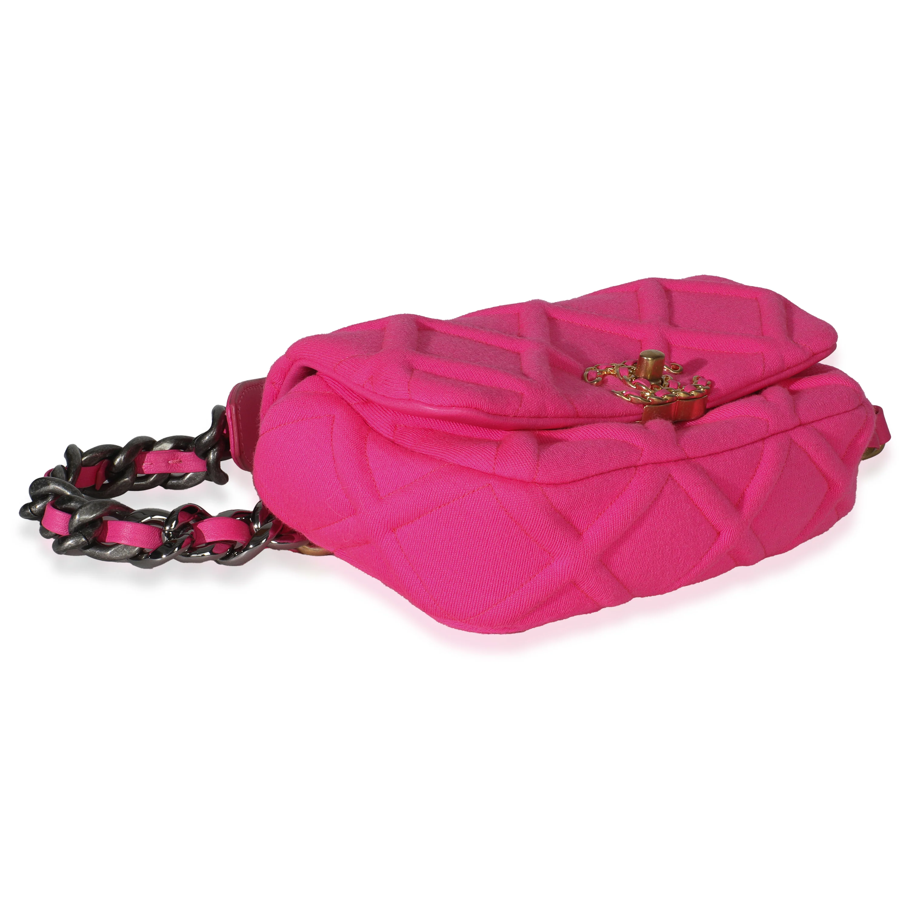 Fuchsia Quilted Jersey Chanel 19 Waist Bag - Image 6