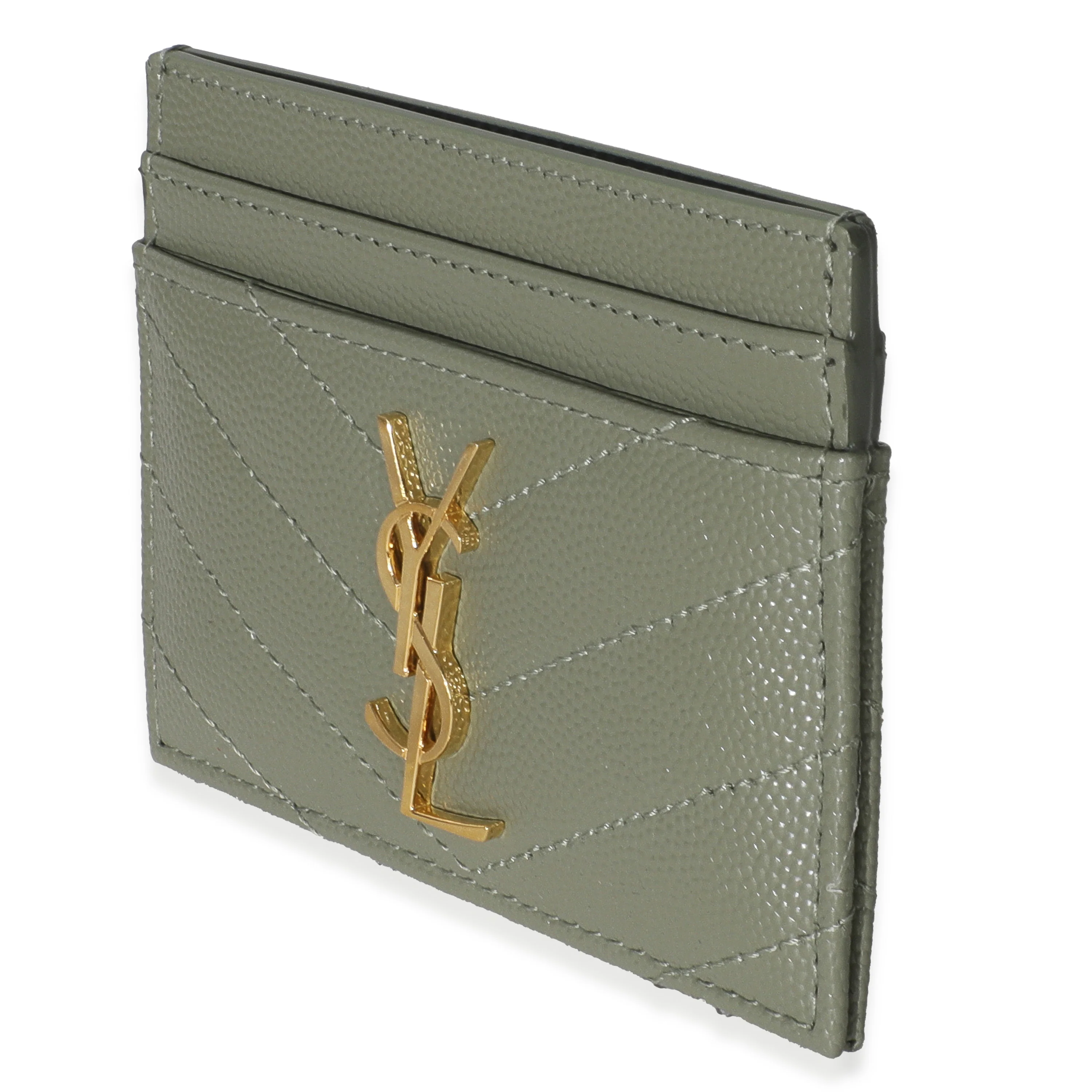 Light Green Grain De Poudre Matelasse Cassandre Card Case - Image 2