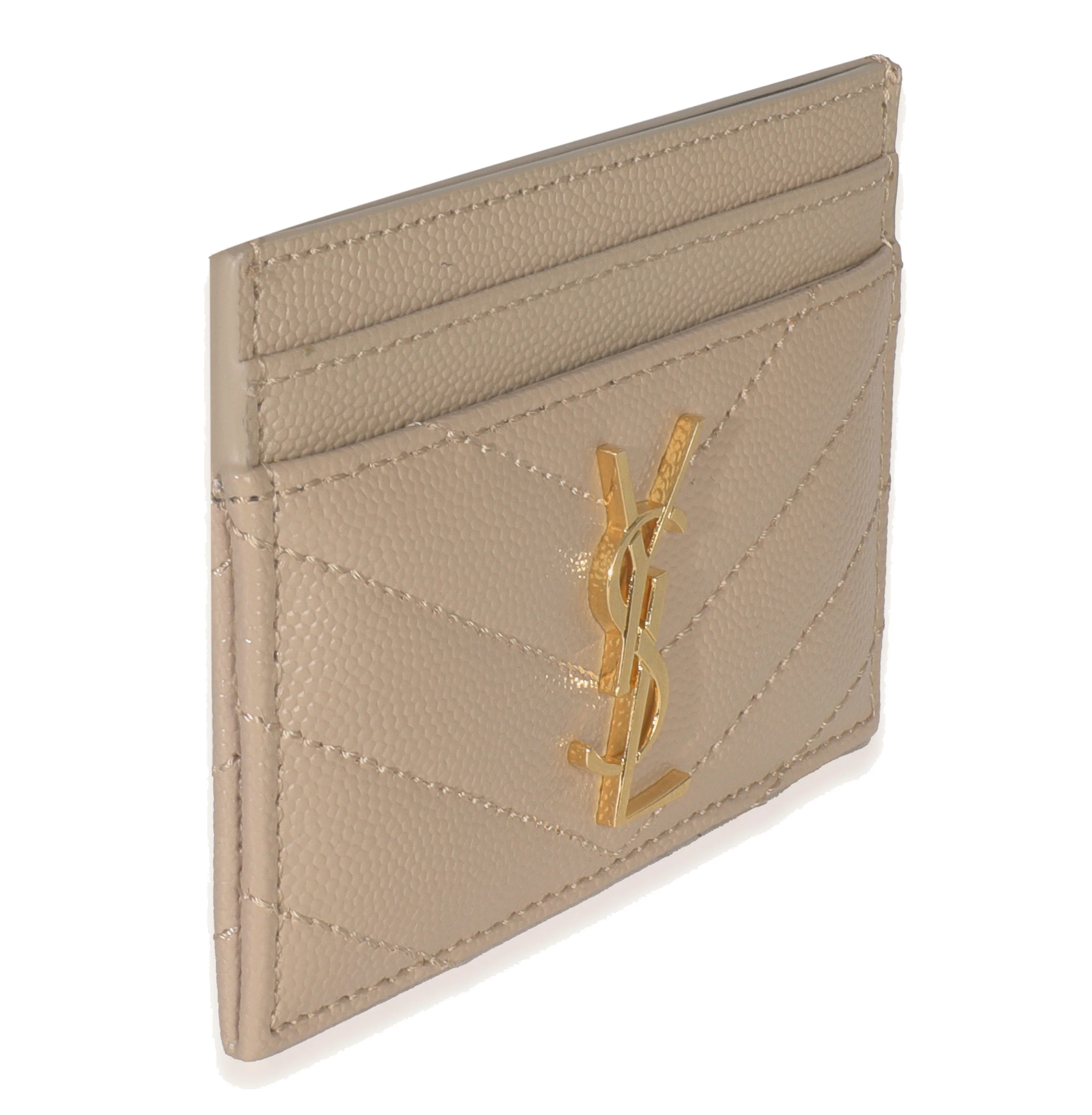 Dark Beige Grain De Poudre Matelasse Cassandre Card Case - Image 3