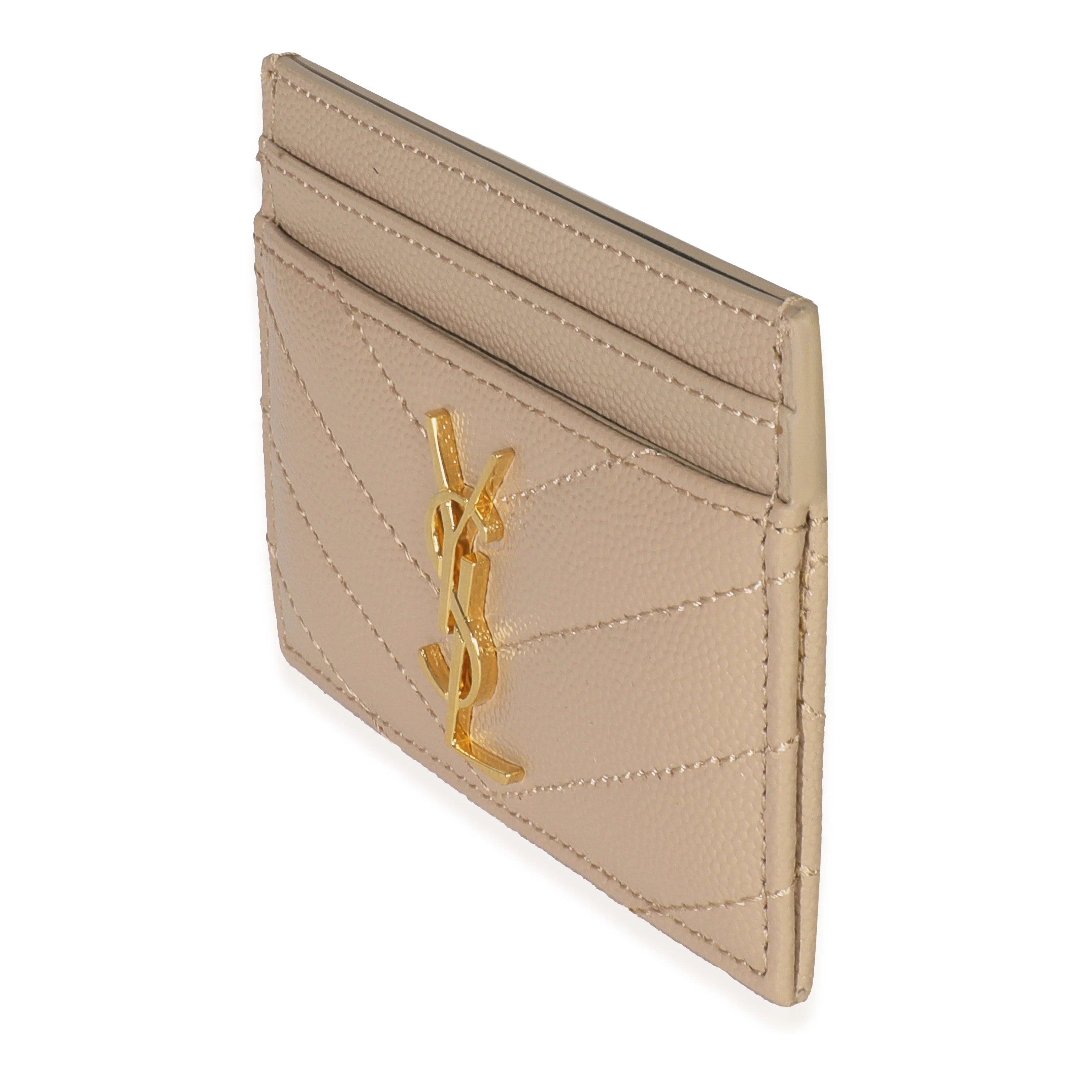 Dark Beige Grain De Poudre Matelasse Cassandre Card Case - Image 2