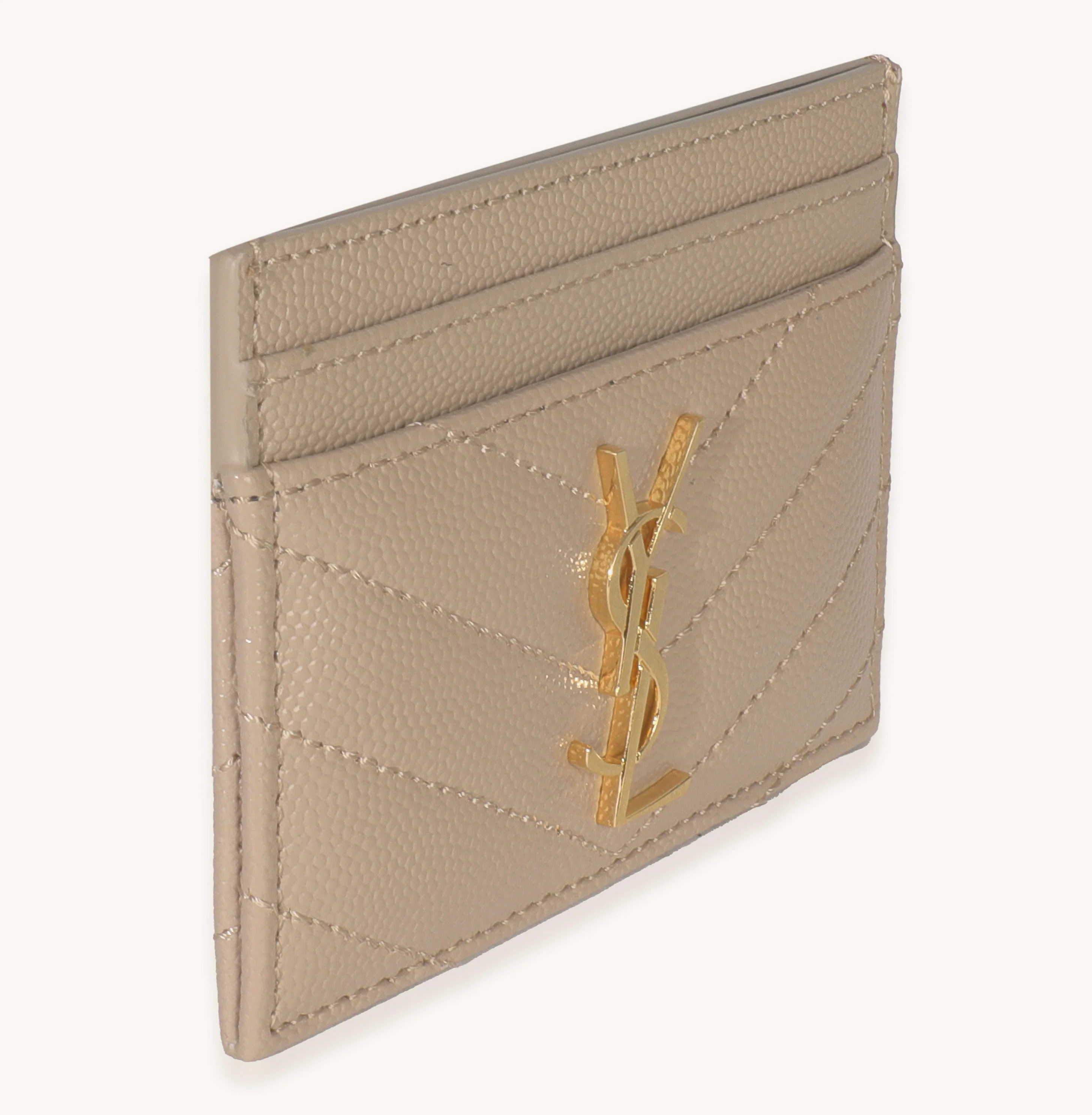 Dark Beige Grain De Poudre Matelasse Cassandre Card Case - Image 3