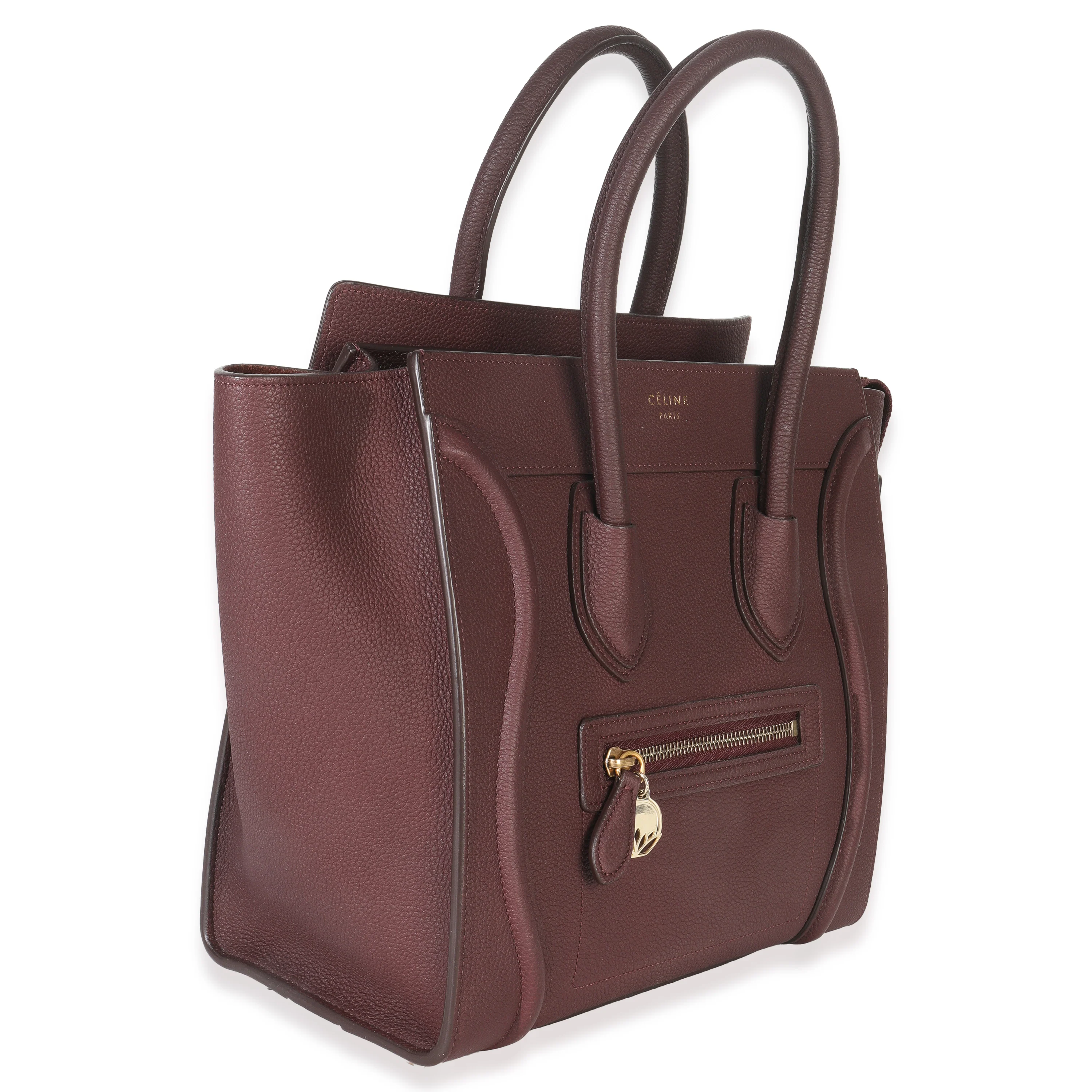 Burgundy Drummed Calfskin Micro Luggage Tote - Image 3