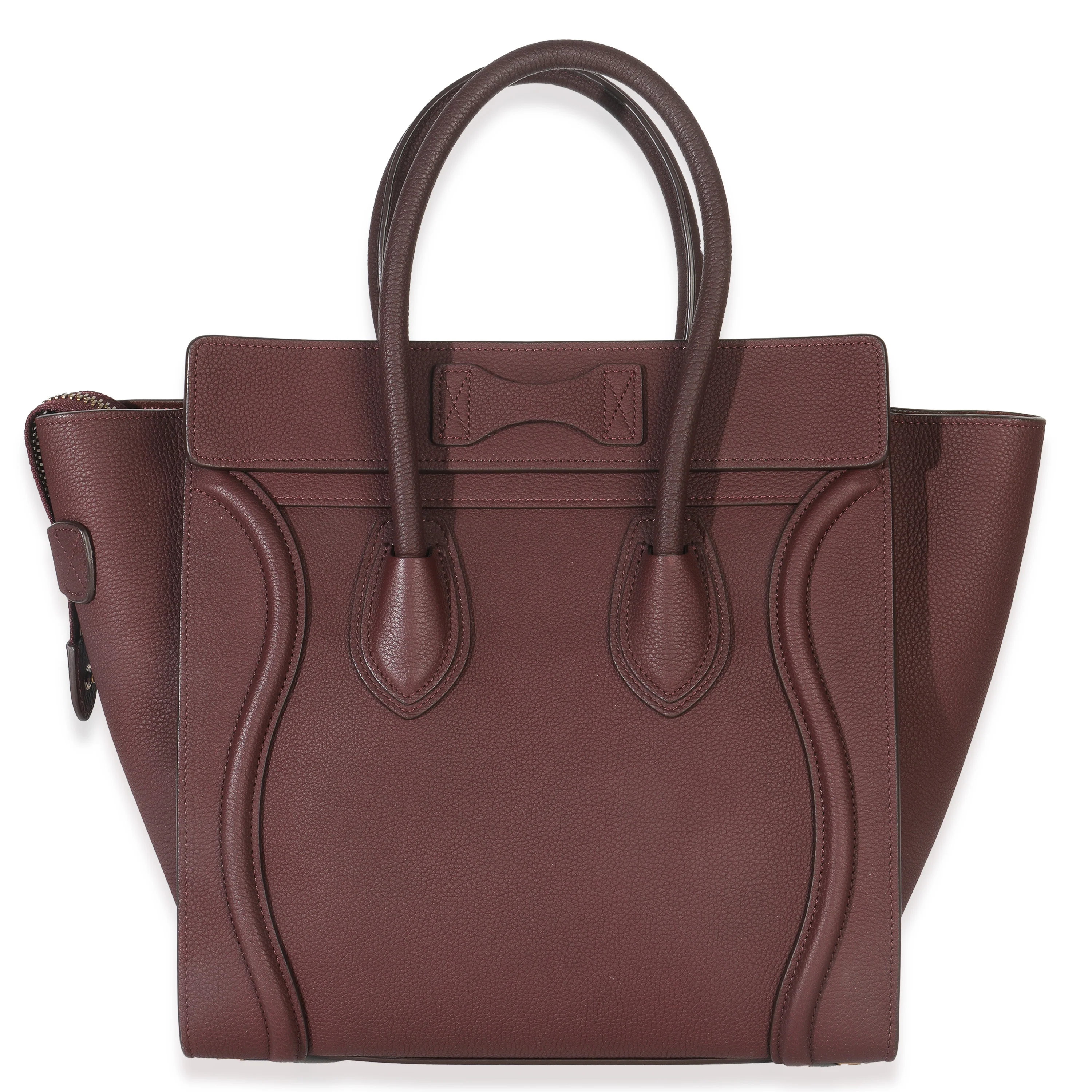 Burgundy Drummed Calfskin Micro Luggage Tote - Image 4