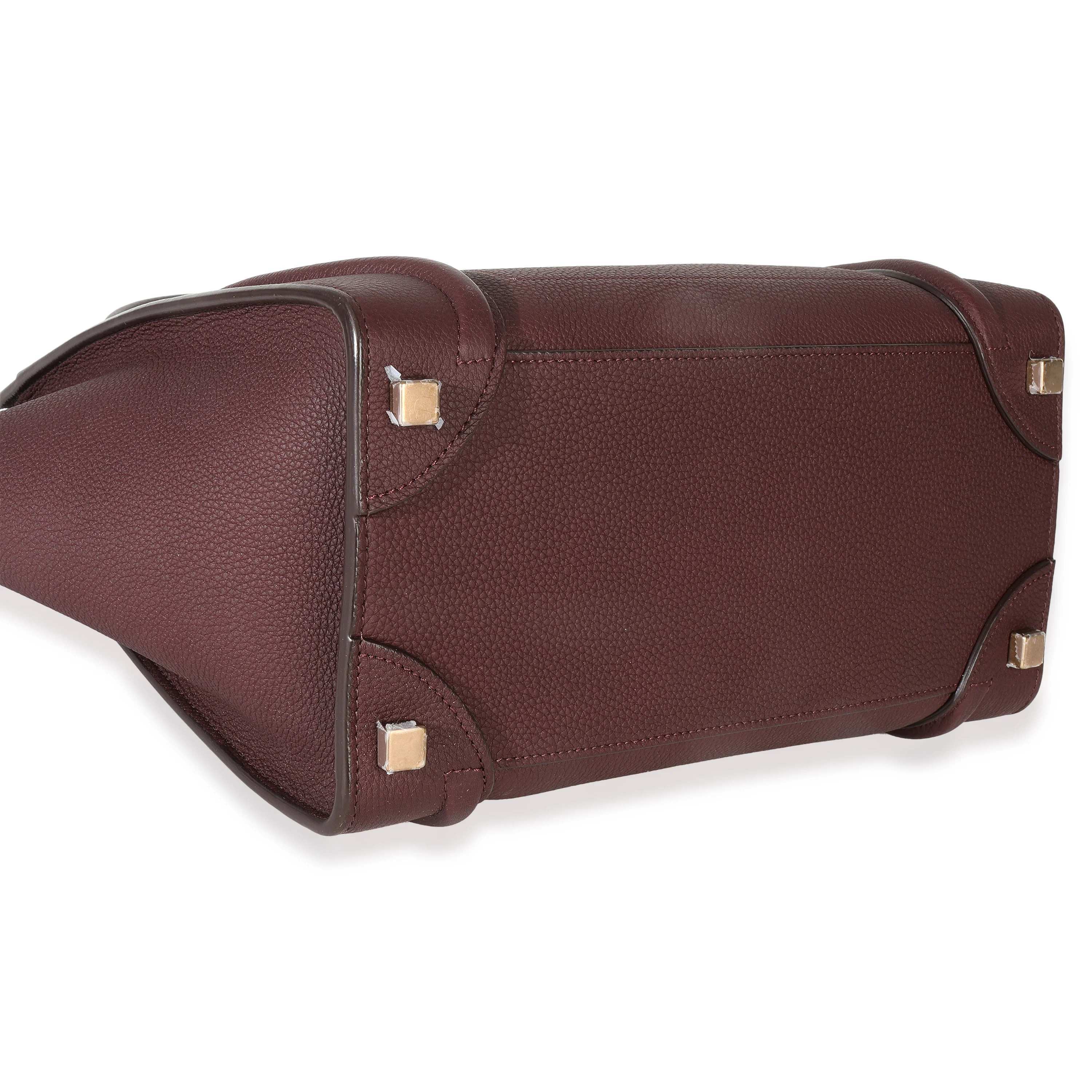 Burgundy Drummed Calfskin Micro Luggage Tote - Image 6