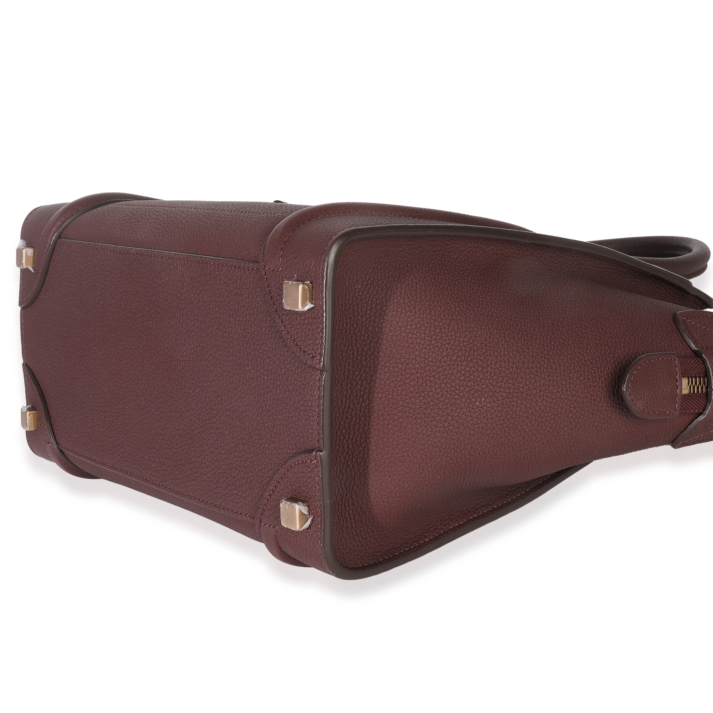 Burgundy Drummed Calfskin Micro Luggage Tote - Image 7