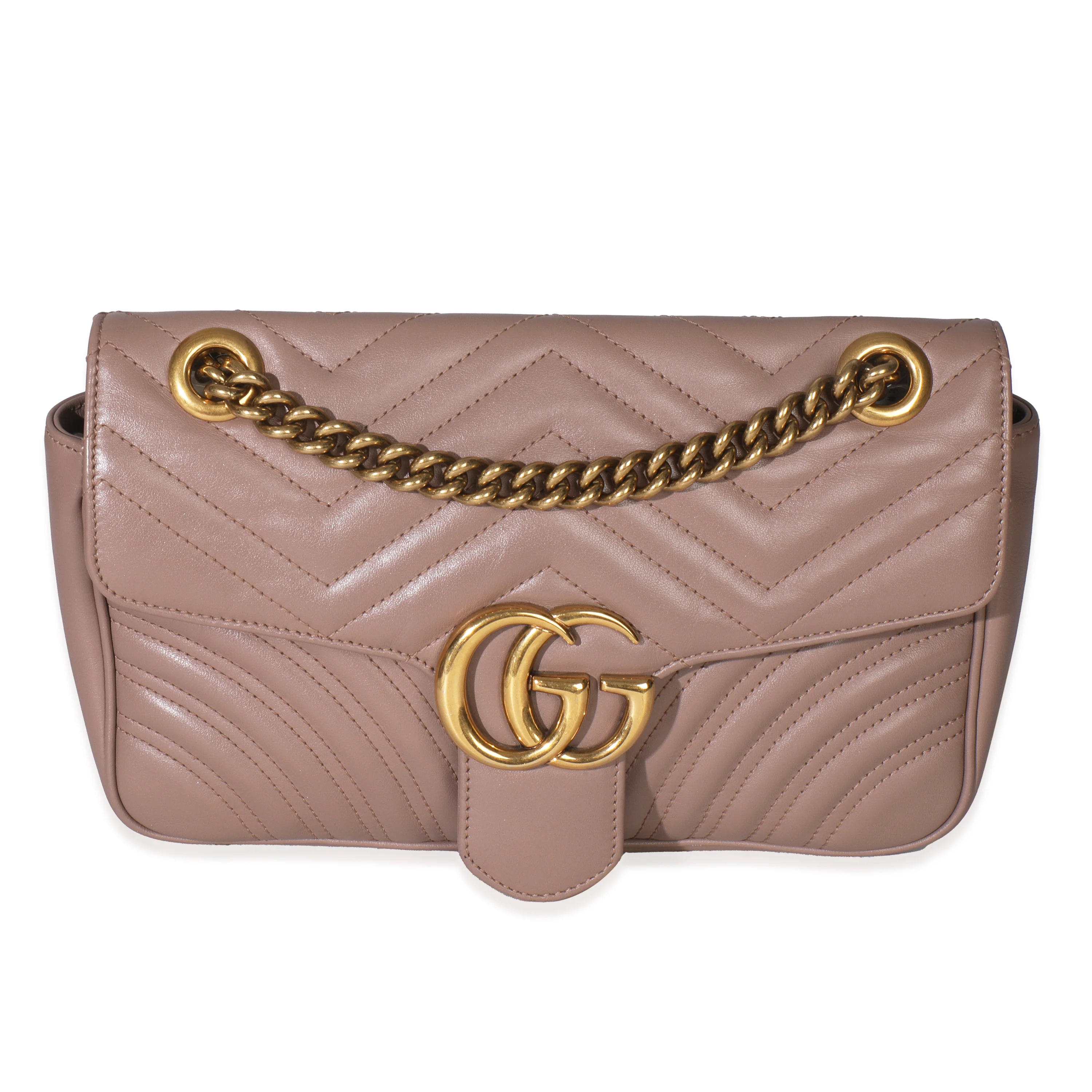 Porcelain Rose Matelasse Calfskin Medium GG Marmont Shoulder Bag
