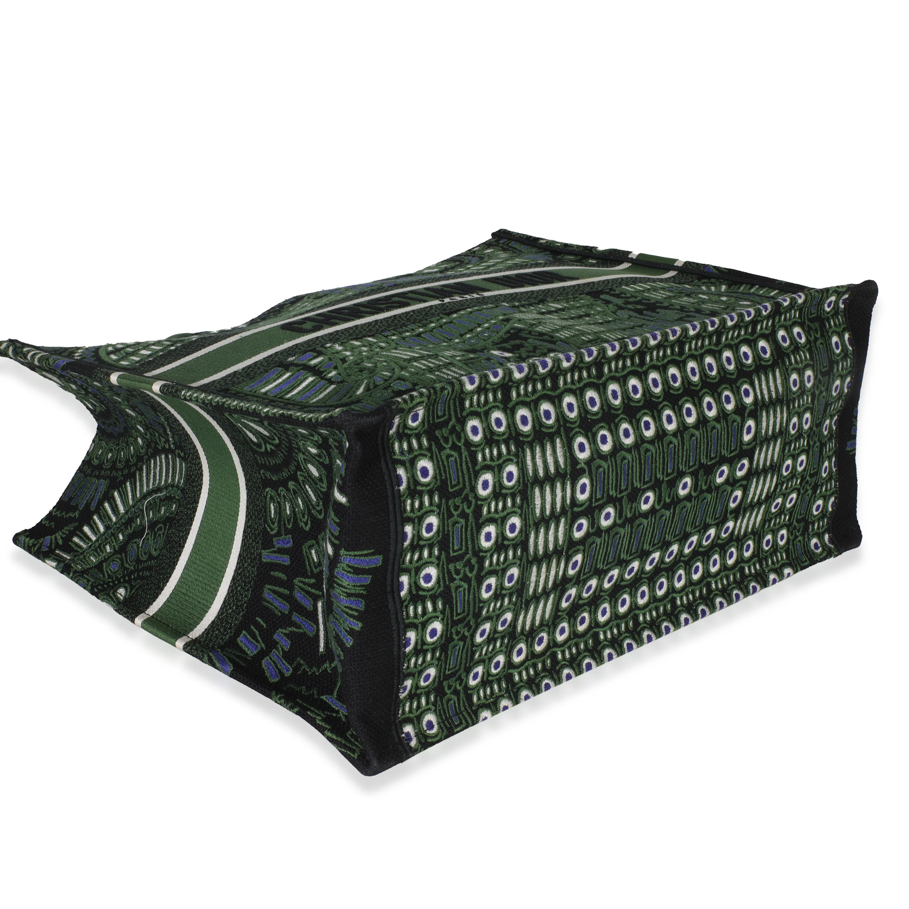 Green Canvas Embroidered Animals Elephant Large Book Tote - Image 6