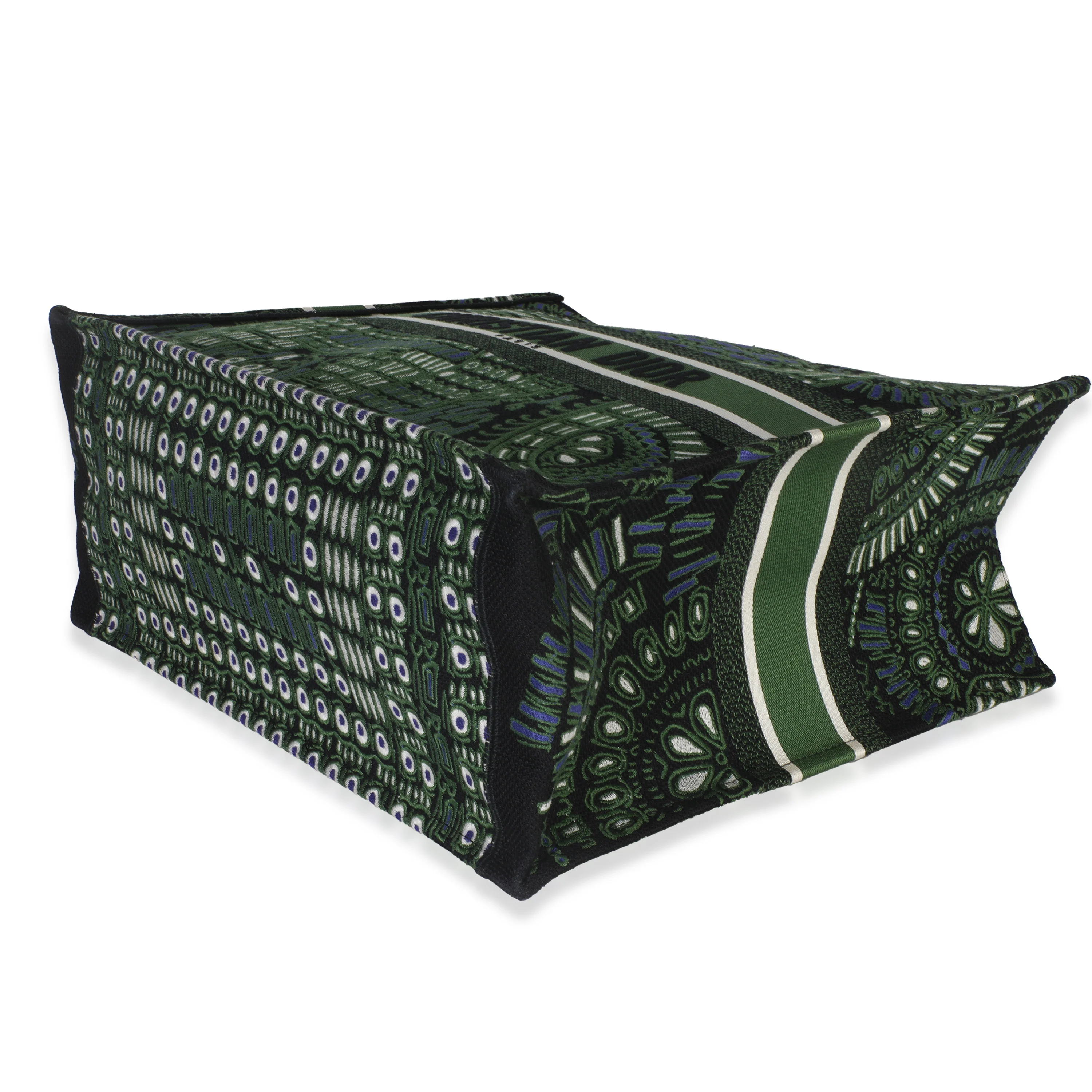Green Canvas Embroidered Animals Elephant Large Book Tote - Image 7