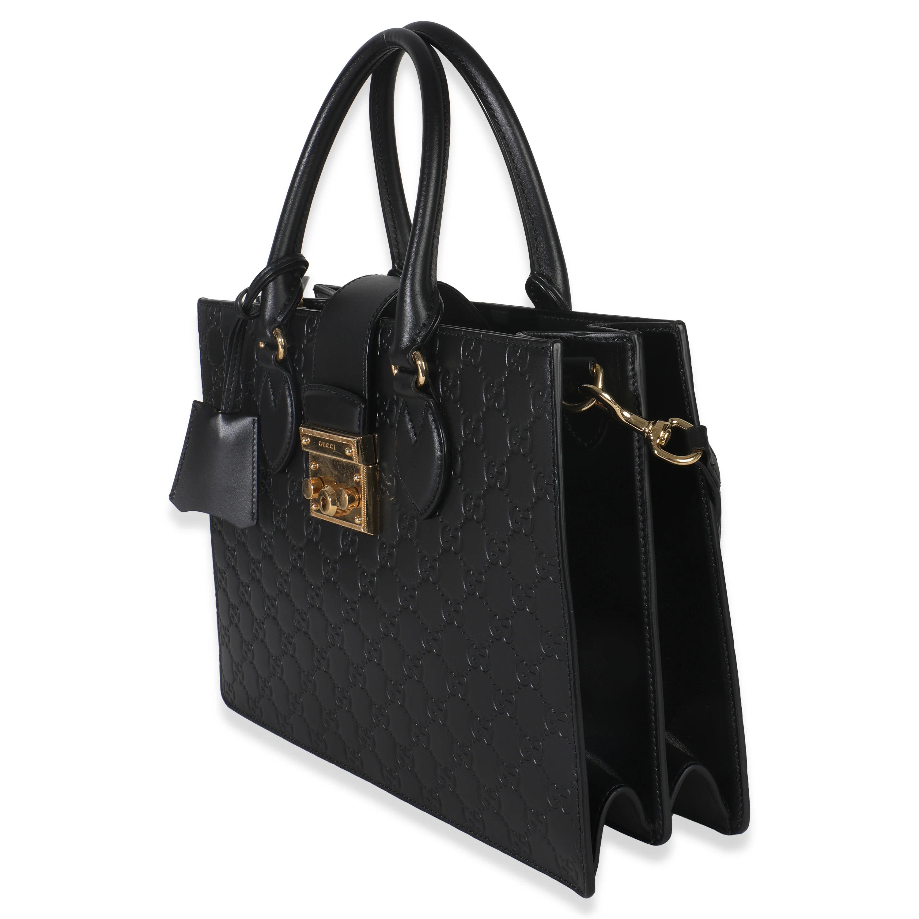Black Guccissima Leather Medium Padlock Convertible Tote - Image 2