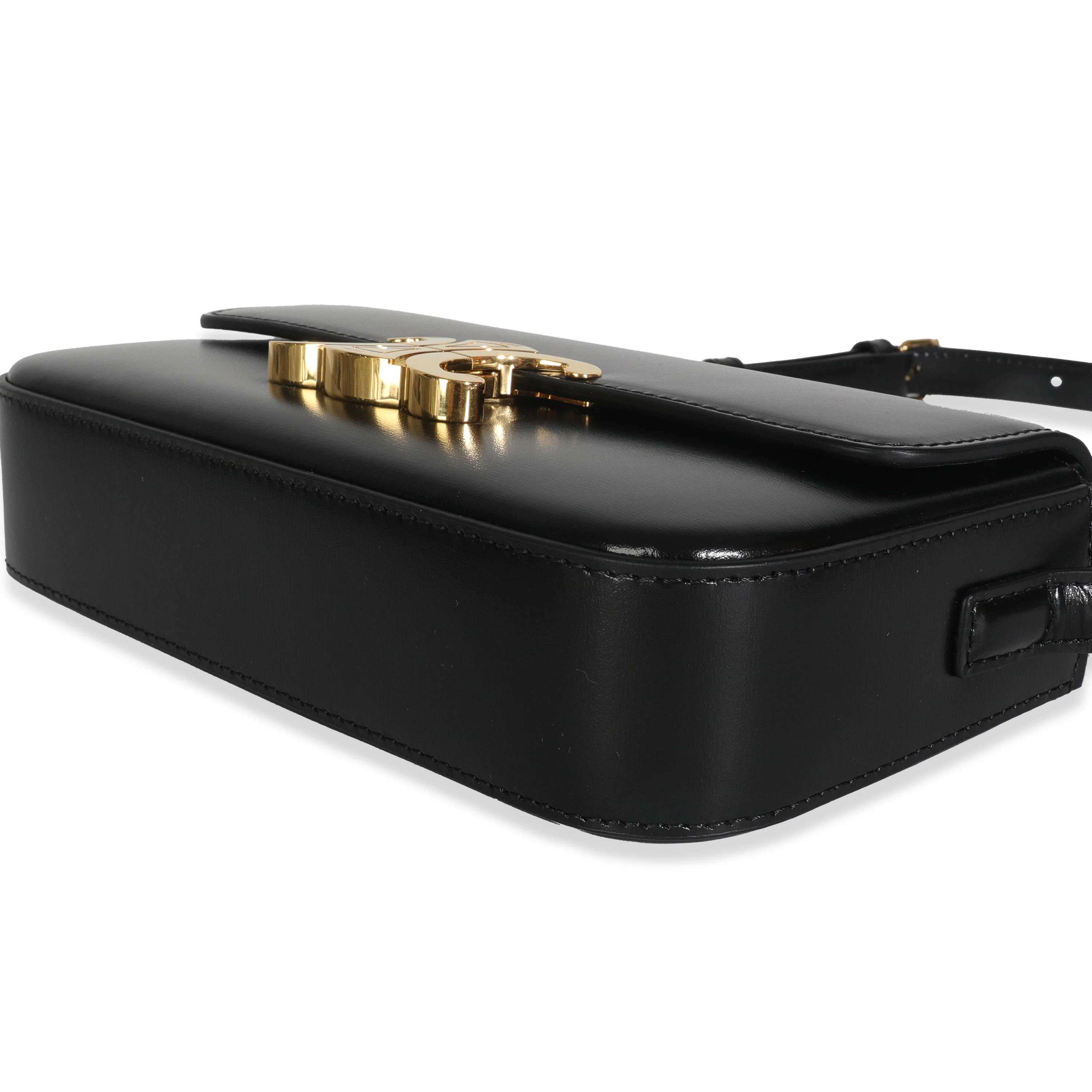 Black Shiny Calfskin Claude Triomphe Shoulder Bag - Image 6