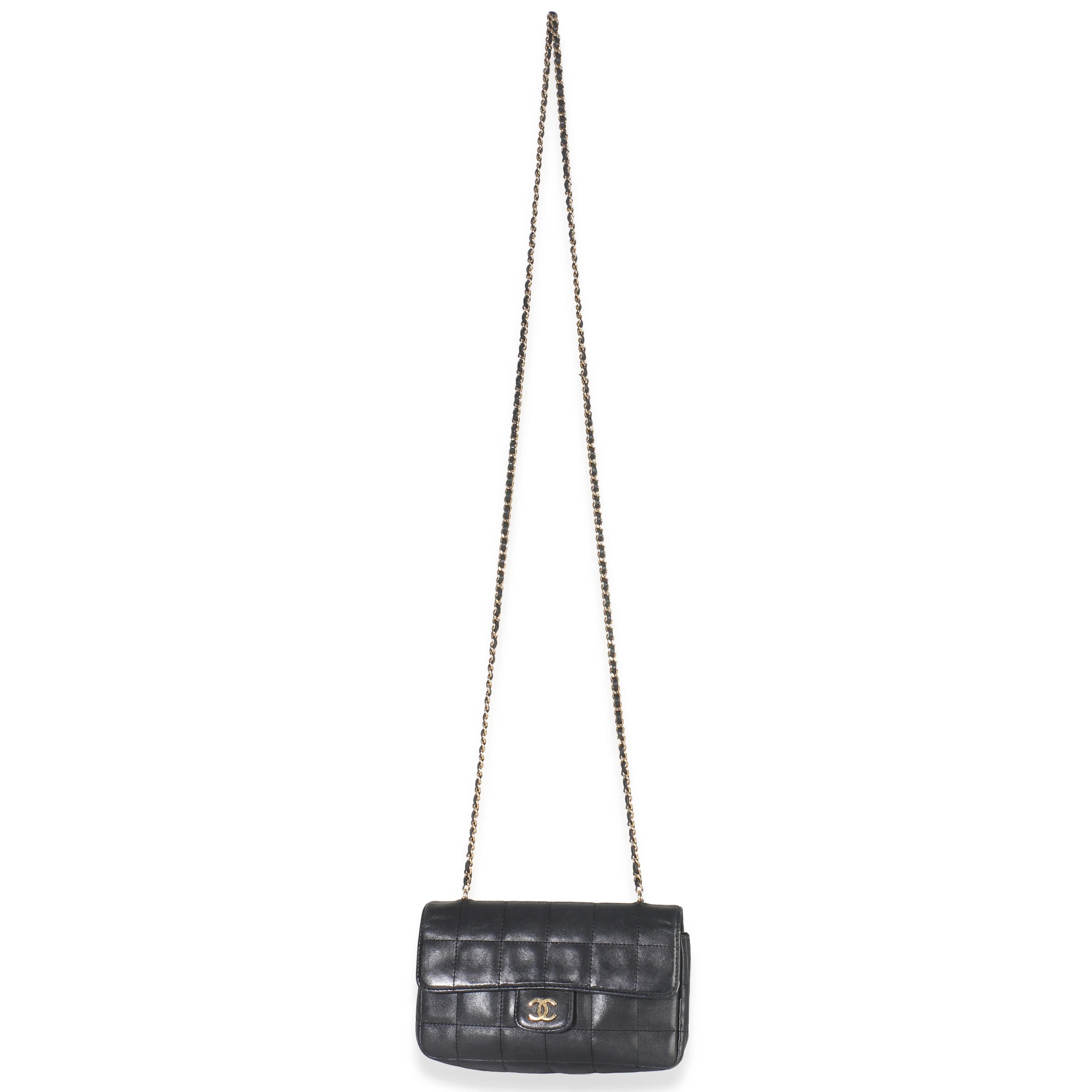 Black Quilted Lambskin Mini Chocolate Bar Flap Bag - Image 8