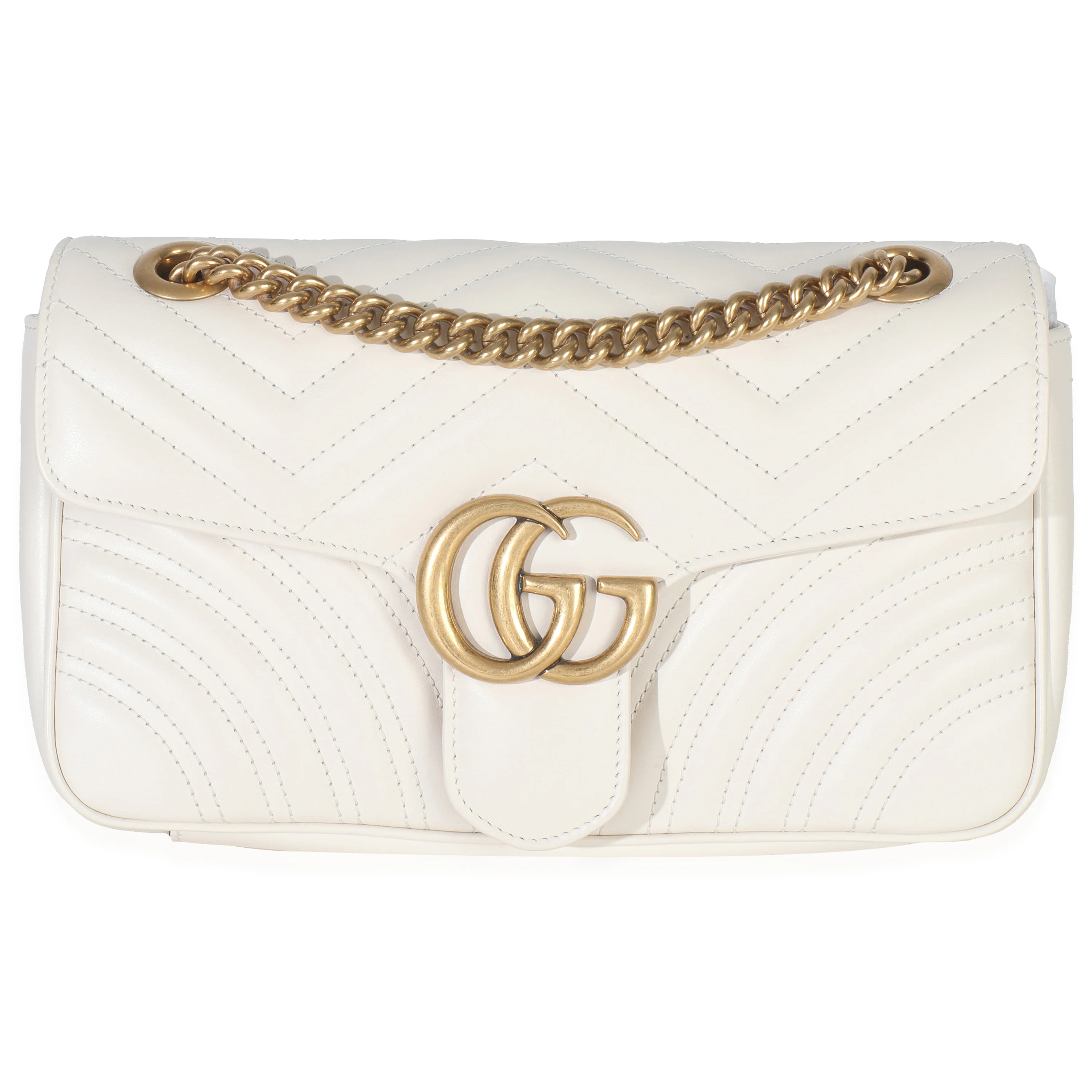 White Calfskin Matelasse Medium GG Marmont Shoulder Bag