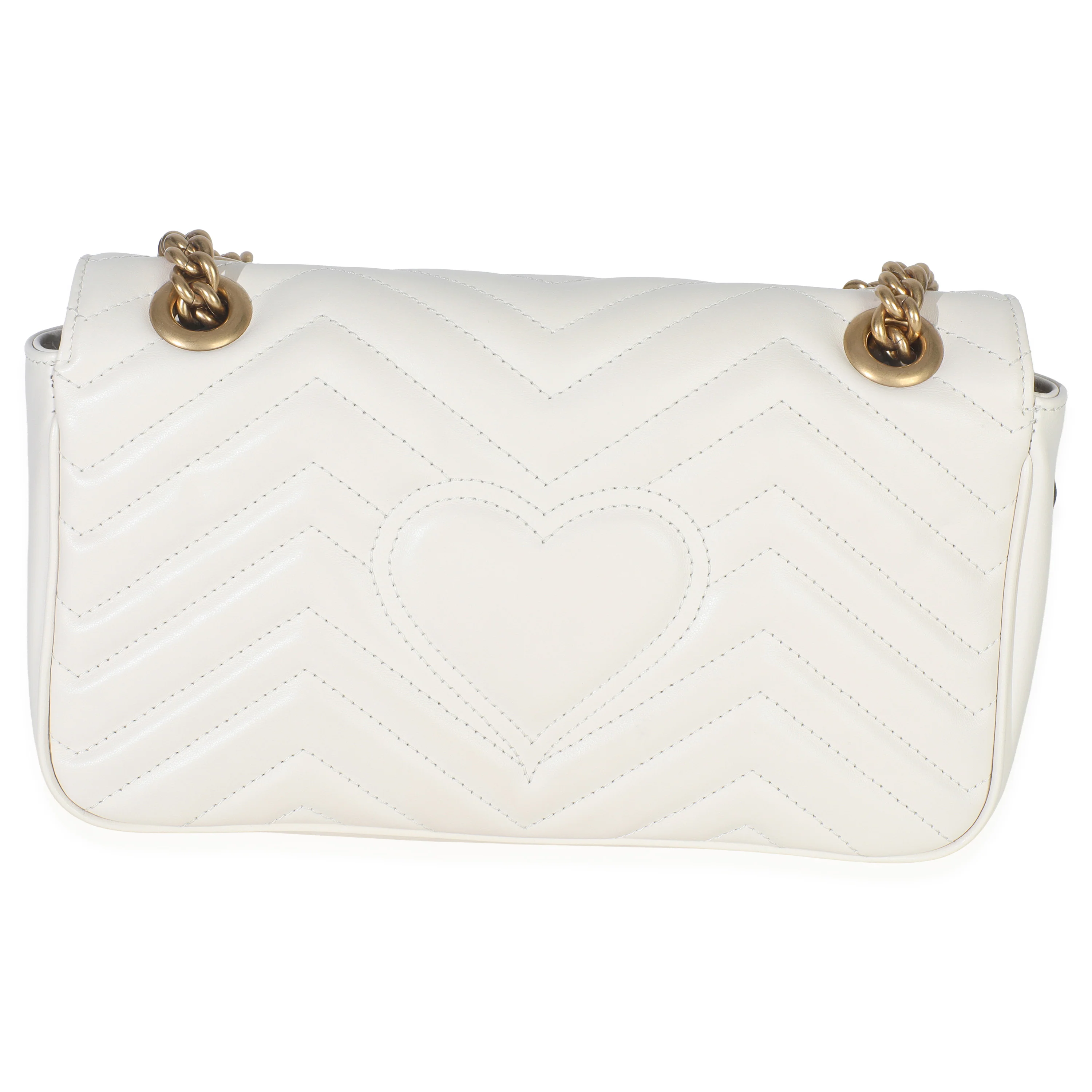 White Calfskin Matelasse Medium GG Marmont Shoulder Bag - Image 4