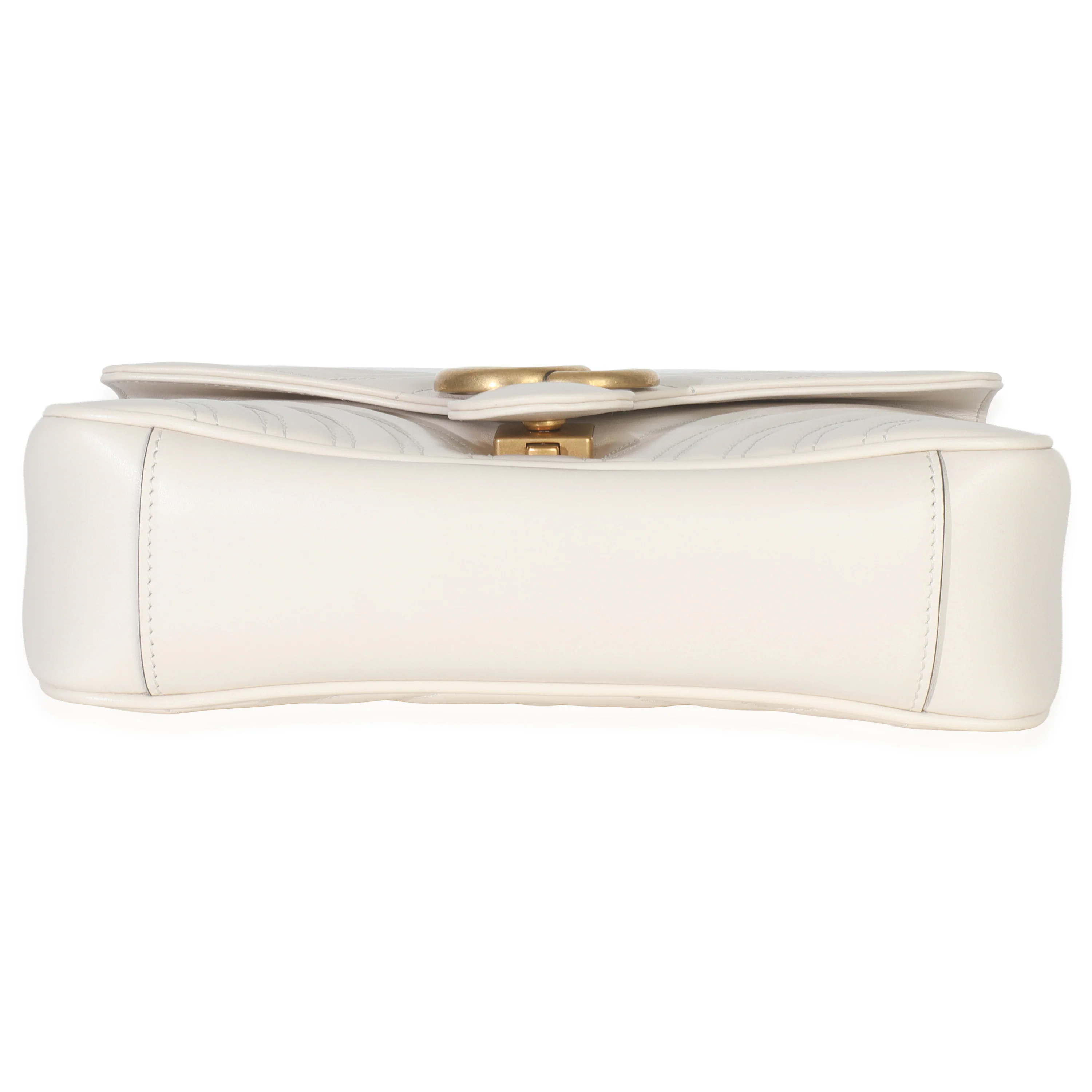 White Calfskin Matelasse Medium GG Marmont Shoulder Bag - Image 5