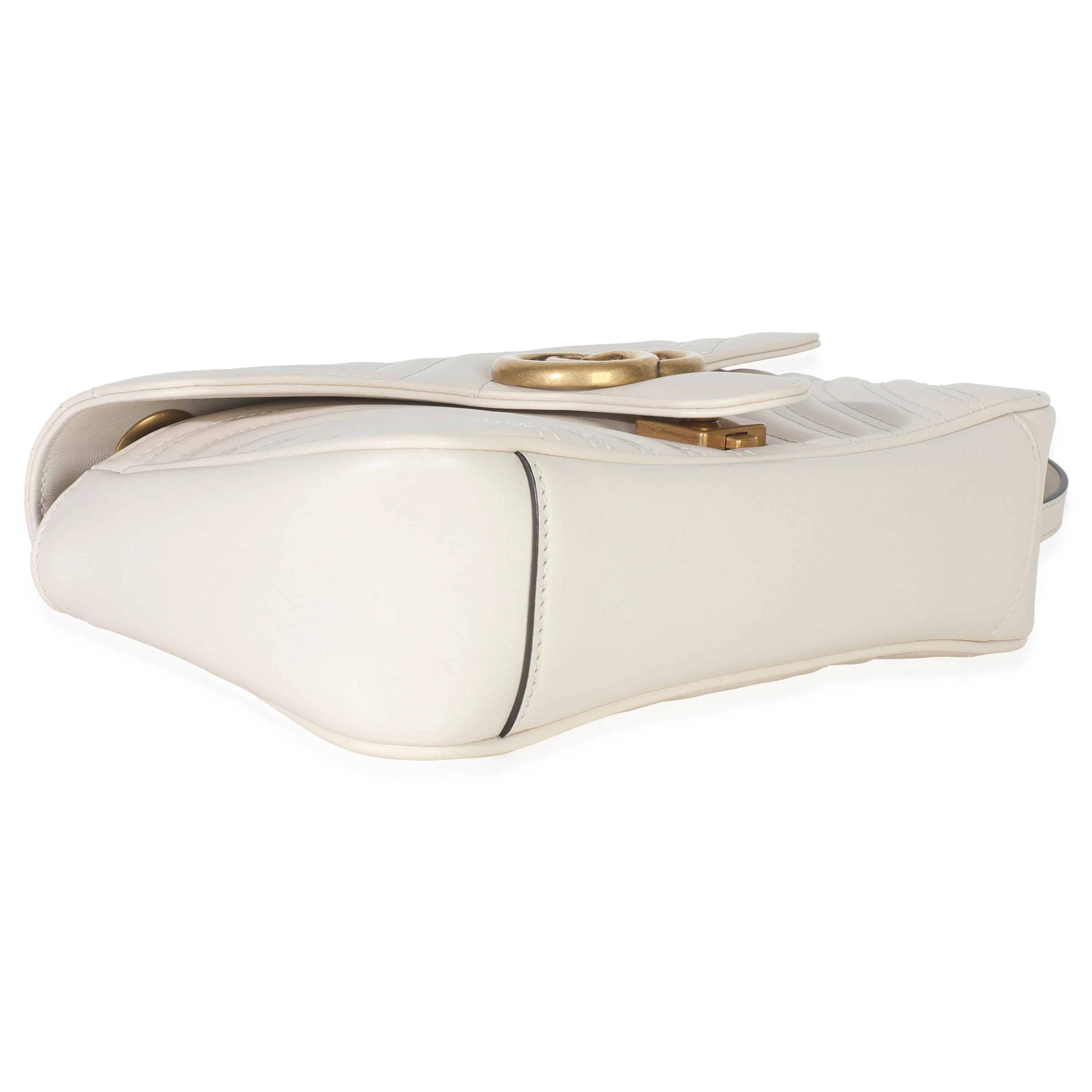 White Calfskin Matelasse Medium GG Marmont Shoulder Bag - Image 6