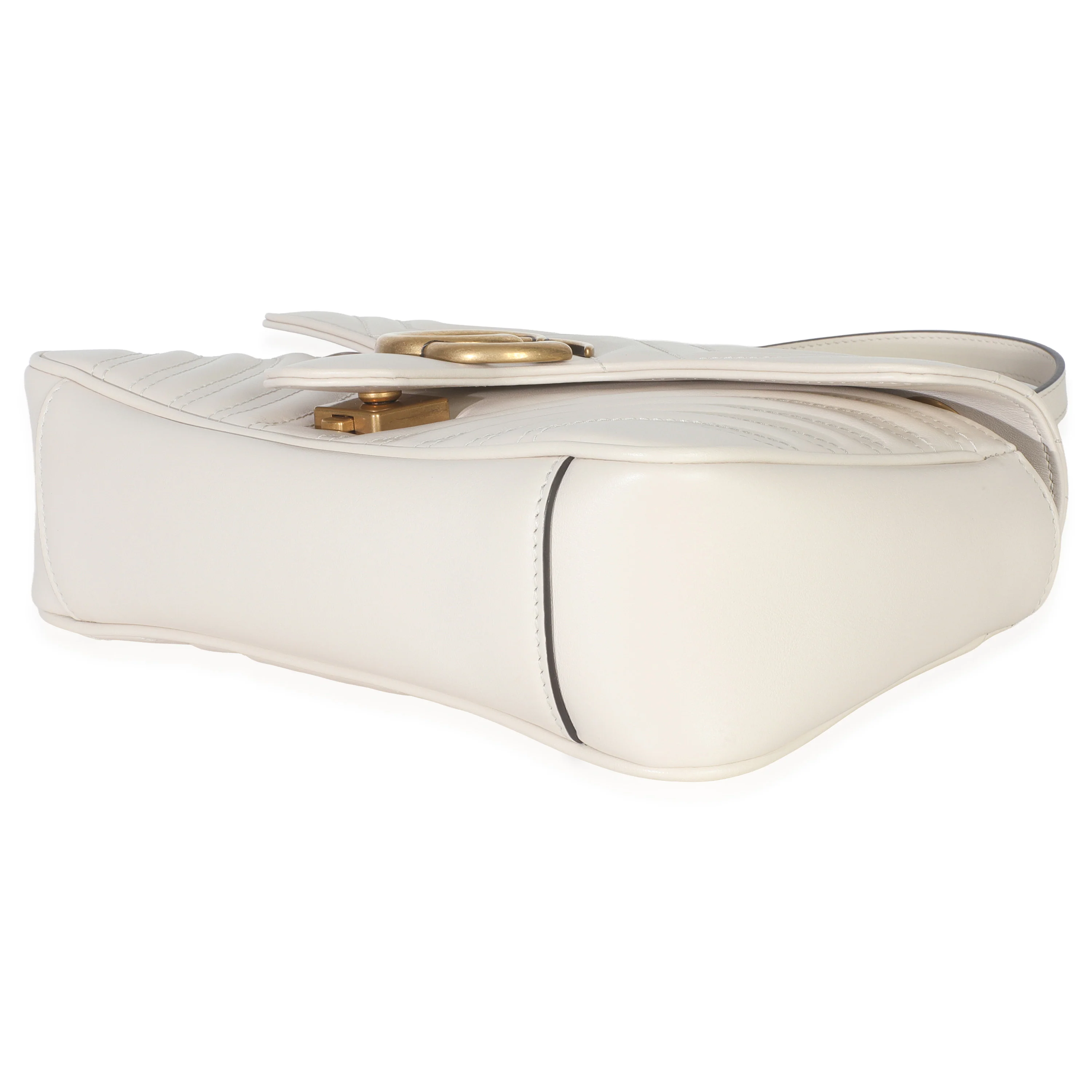 White Calfskin Matelasse Medium GG Marmont Shoulder Bag - Image 7